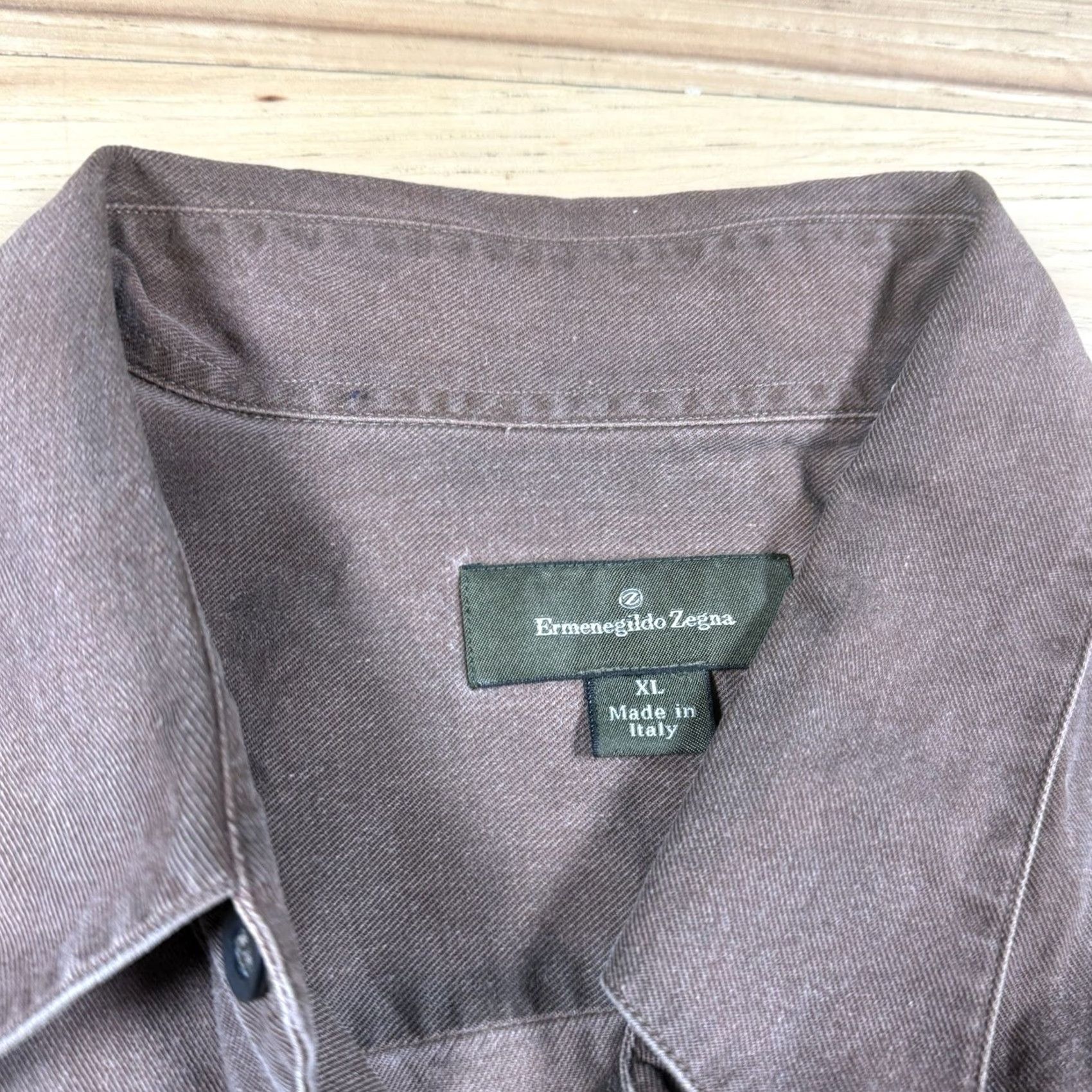 Ermenegildo Zegna VINTAGE Ermenegildo Zegna Button-Up Shirt Mens XL Spread Collar Burnt Brown Italy Made Size US XL / EU 56 / 4 - 4 Thumbnail