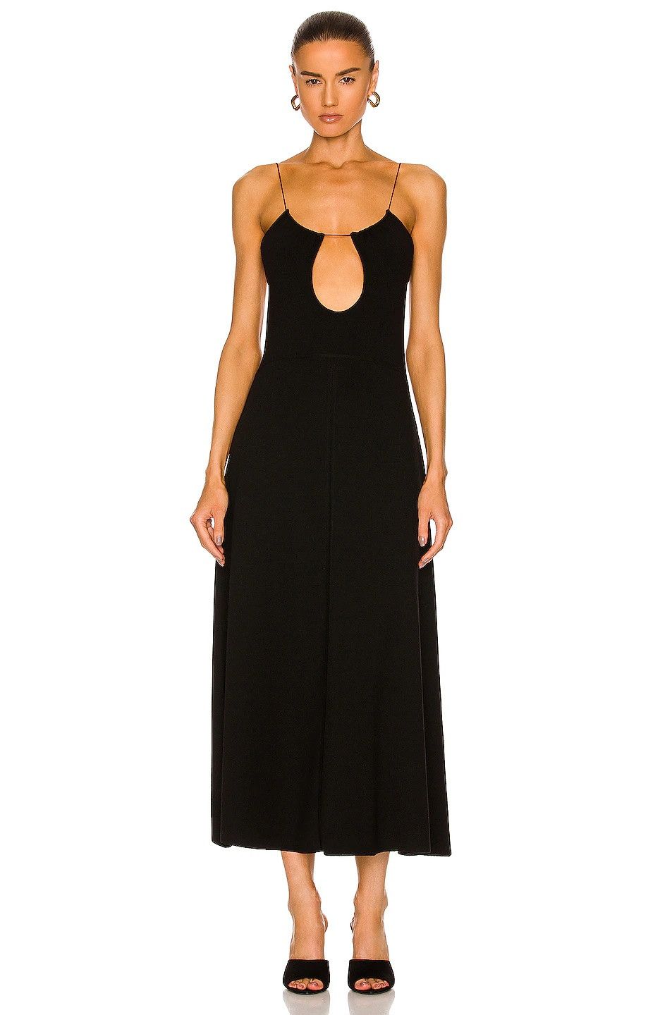 Saint Laurent Paris o1bcso1str1125 Long Dress In Wool in Black Size S / US 4 / IT 40 - 1 Thumbnail