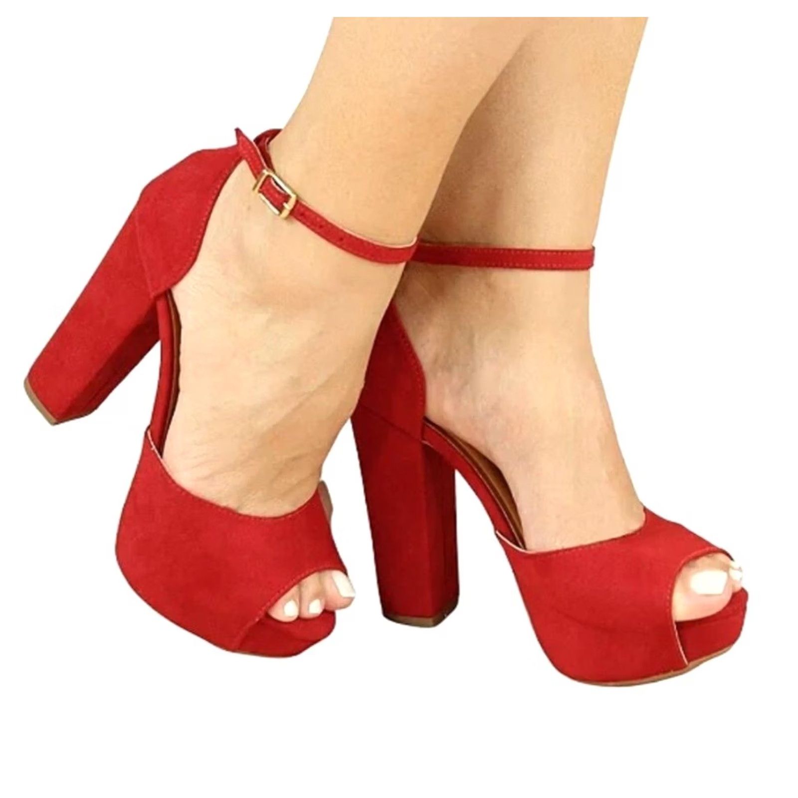 Vintage Vizzano Red Suede Camurca Flex High Heel Platform Pumps Women's US 7 Size US 7 / IT 37 - 2 Thumbnail