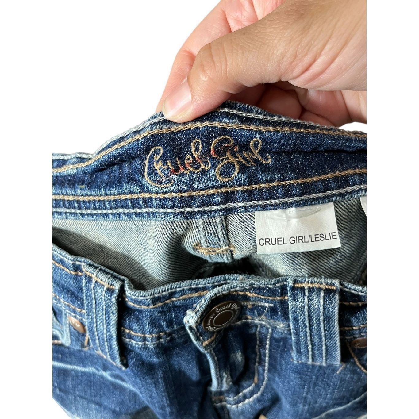 Other Cruel Girl Y2K Leslie Low Rise Denim Shorts Size 1 Size 29" - 8 Thumbnail