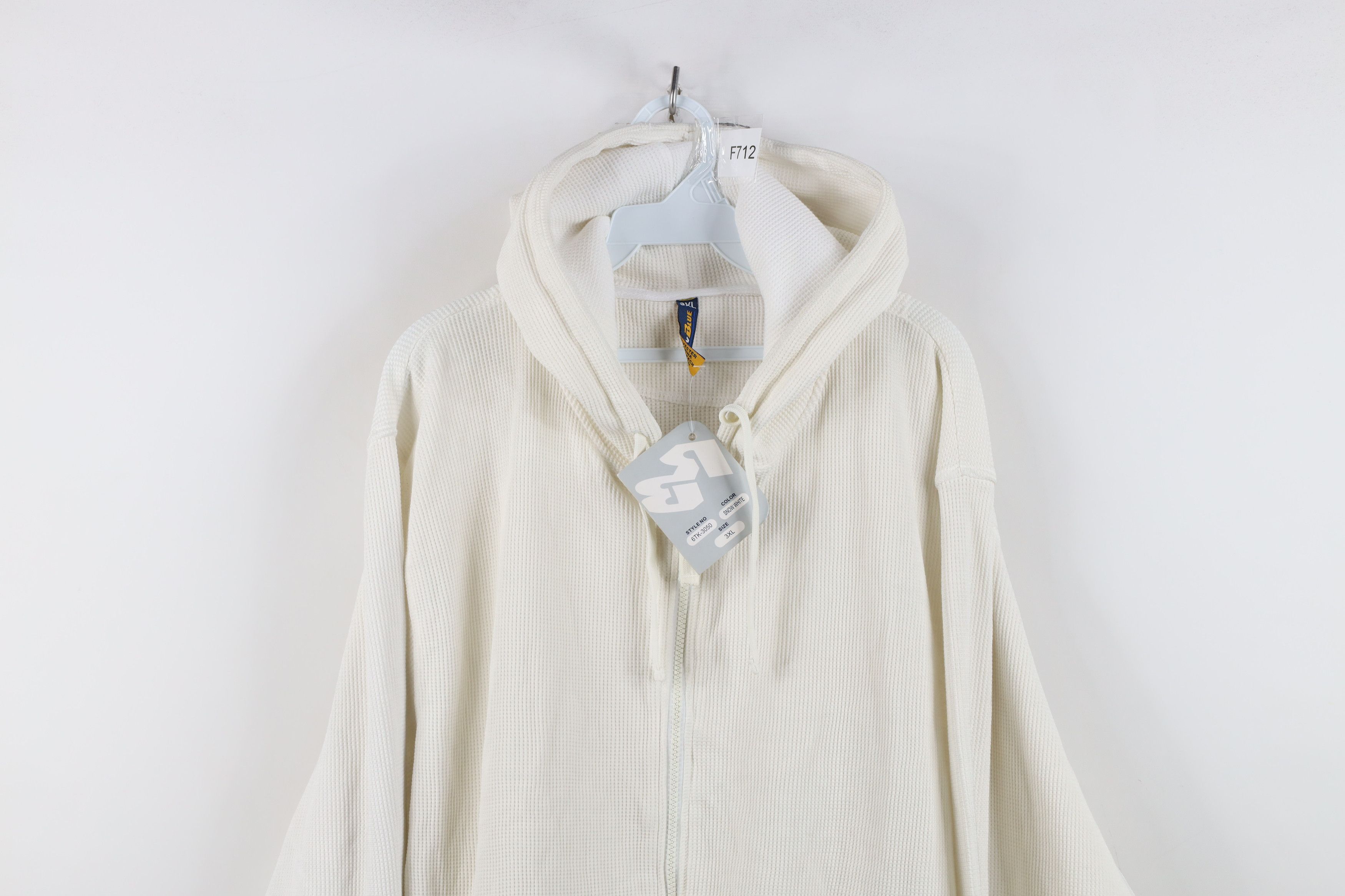 Vintage Deadstock Vintage 90s Y2K Streetwear Waffle Knit Hoodie Size US XXL / EU 58 / 5 - 2 Thumbnail
