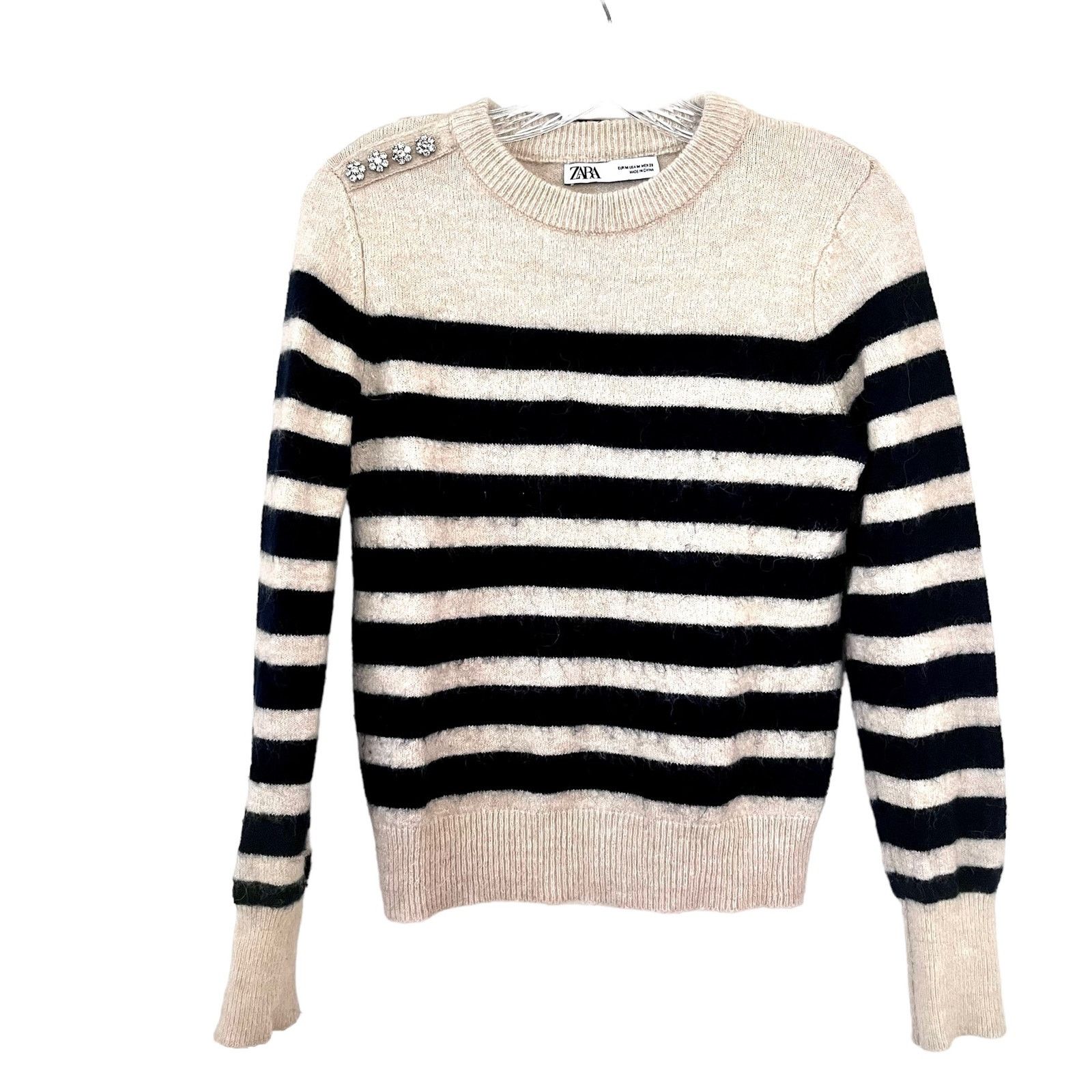 Zara Zara wool alpaca blend stripe sweater rhinestone buttons M Size M / US 6-8 / IT 42-44 - 1 Thumbnail