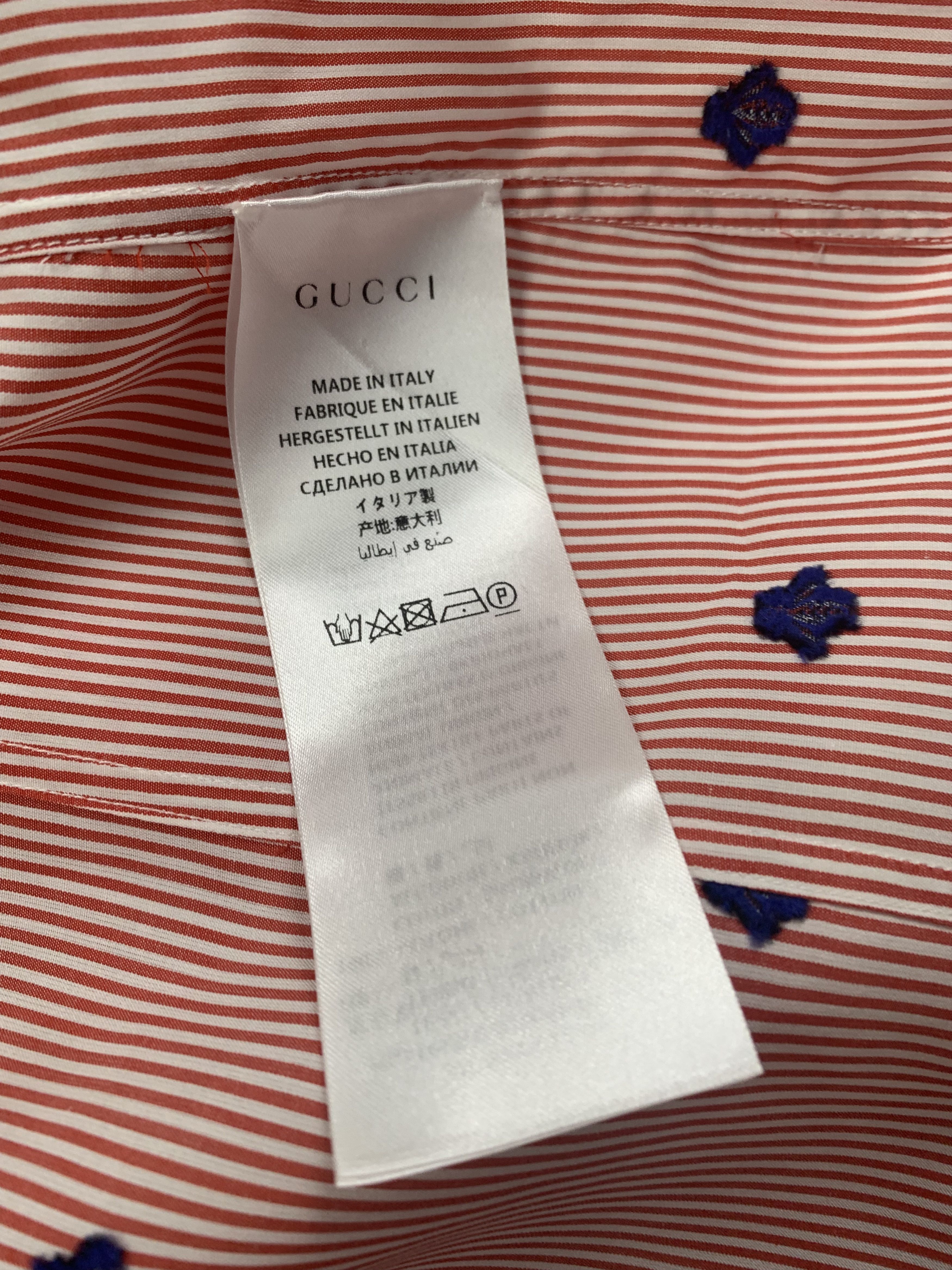 Gucci Gucci Bee Red & White Stripe Soft Shirt Size US L / EU 52-54 / 3 - 11 Thumbnail