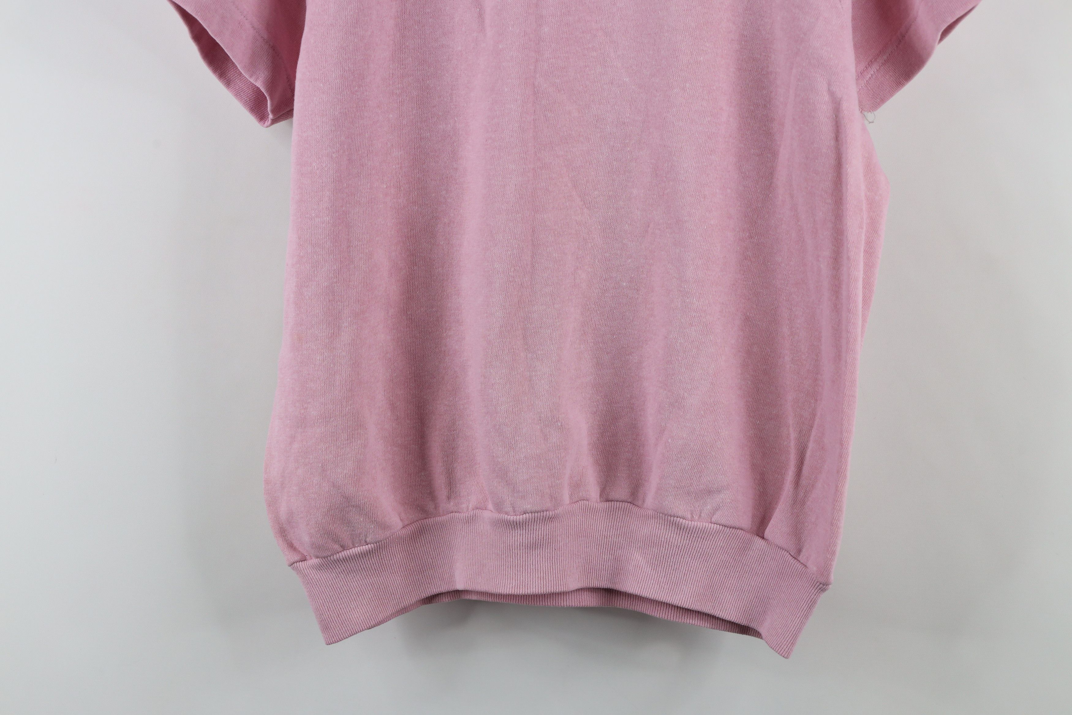 Vintage Vintage 90s Streetwear Seam Short Sleeve Sweatshirt Pink USA Size L / US 10 / IT 46 - 12 Thumbnail