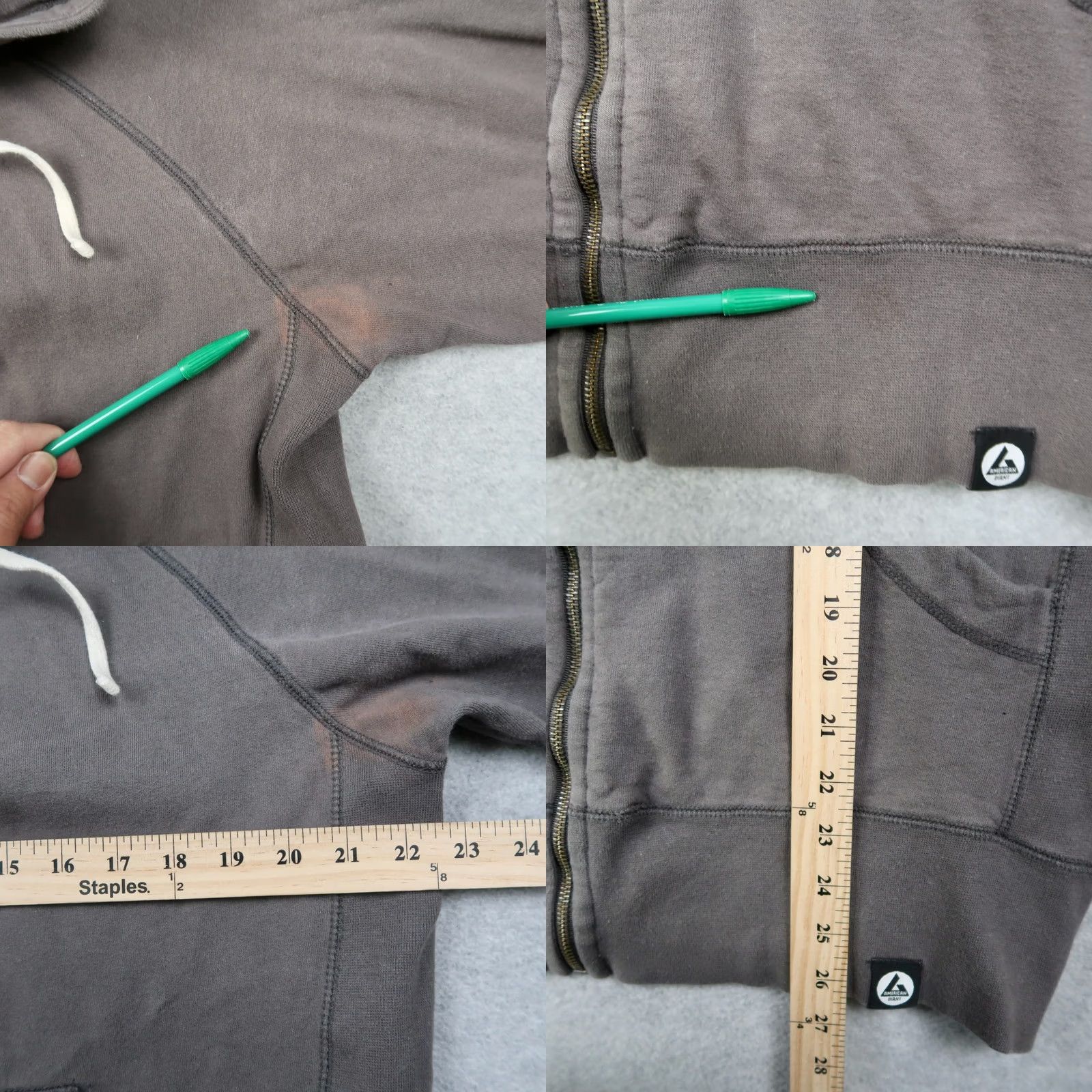 Vintage VINTAGE American Giant Hoodie Mens M Gray USA Made Full Zip Heavyweight Cotton Fleece Sweatshirt USA Theme Mens Size US M / EU 48-50 / 2 - 8 Thumbnail