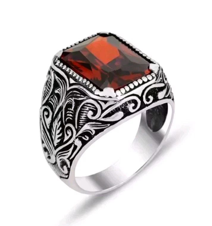 Other Turkish Signet Ring For Men Ancient Zircon Inlay Size 10 Size ONE SIZE - 3 Thumbnail