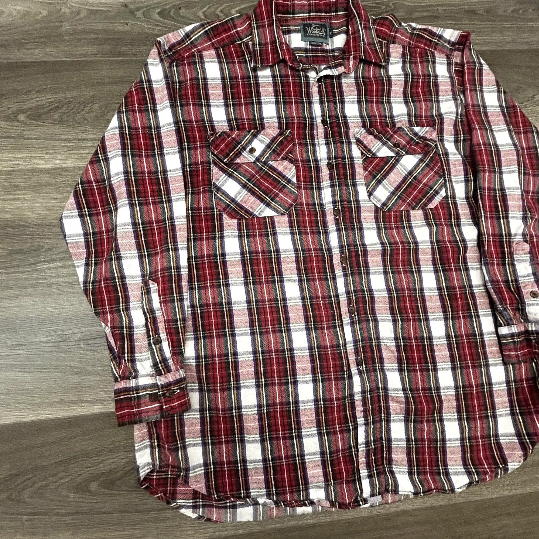 Vintage VINTAGE Woolrich Shirt Mens XL Red Plaid Flannel Button-Up Pockets Made in USA Size US XL / EU 56 / 4 - 4 Thumbnail