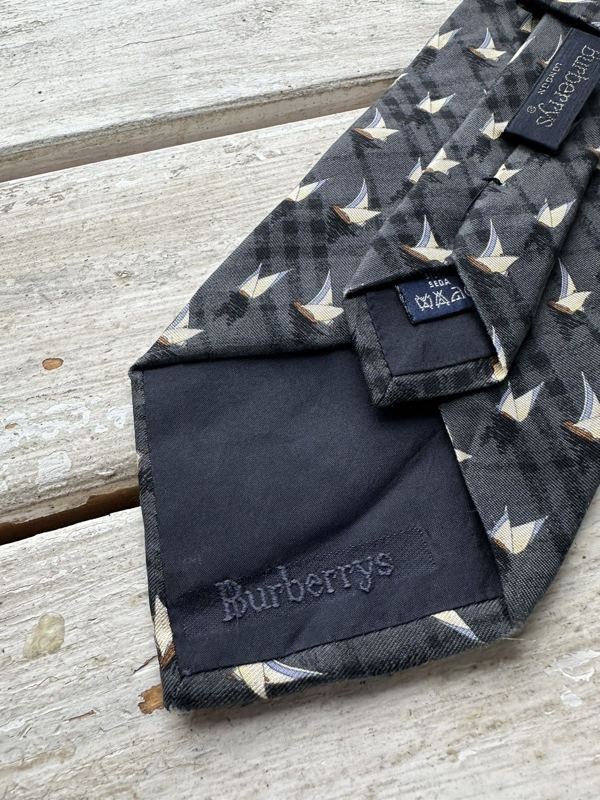 Burberry × Vintage 🚨Vintage 90s Burberrys Embroidered ship LOGO tie monogram Size ONE SIZE - 2 Thumbnail