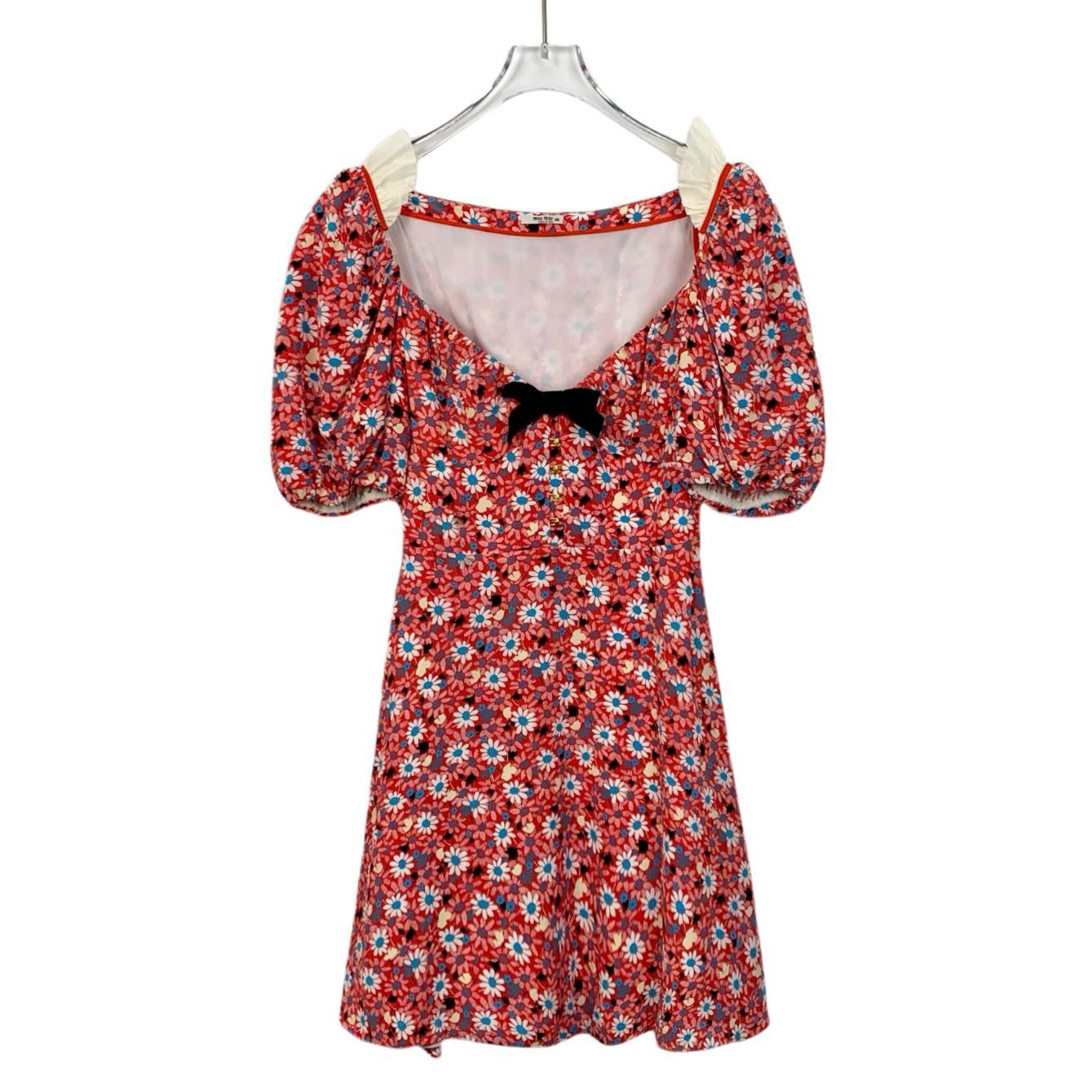 Miu Miu MiuMiu Floral Print V-Neck Short Sleeve Dress (Size 36) Size XS / US 0-2 / IT 36-38 - 1 Thumbnail