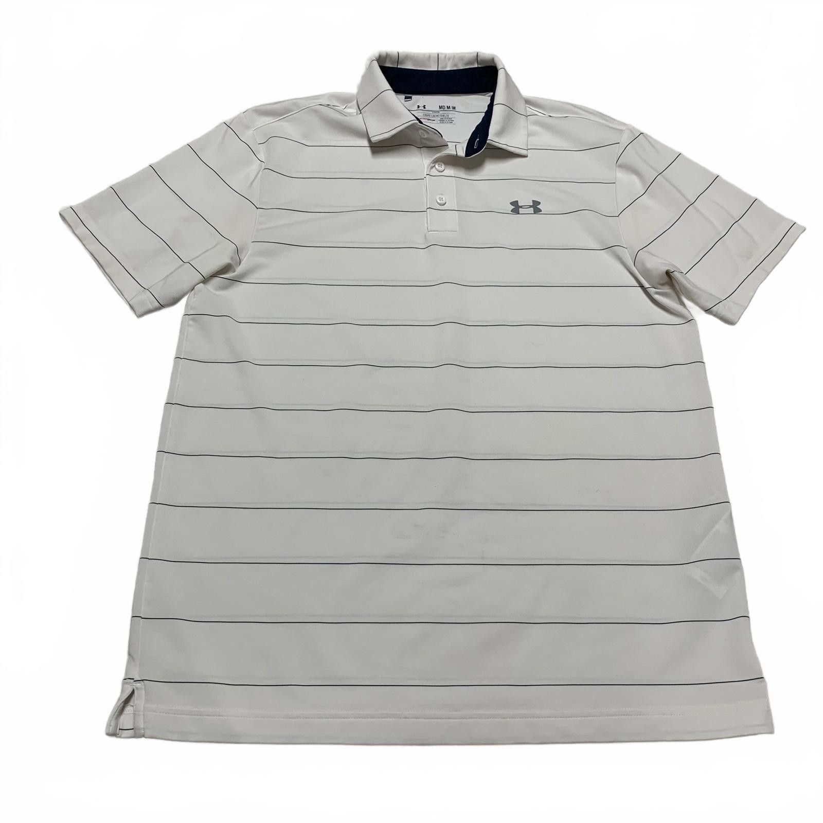 Under Armour Under Armour Men's Medium White Striped Polo Shirt Size US M / EU 48-50 / 2 - 1 Thumbnail