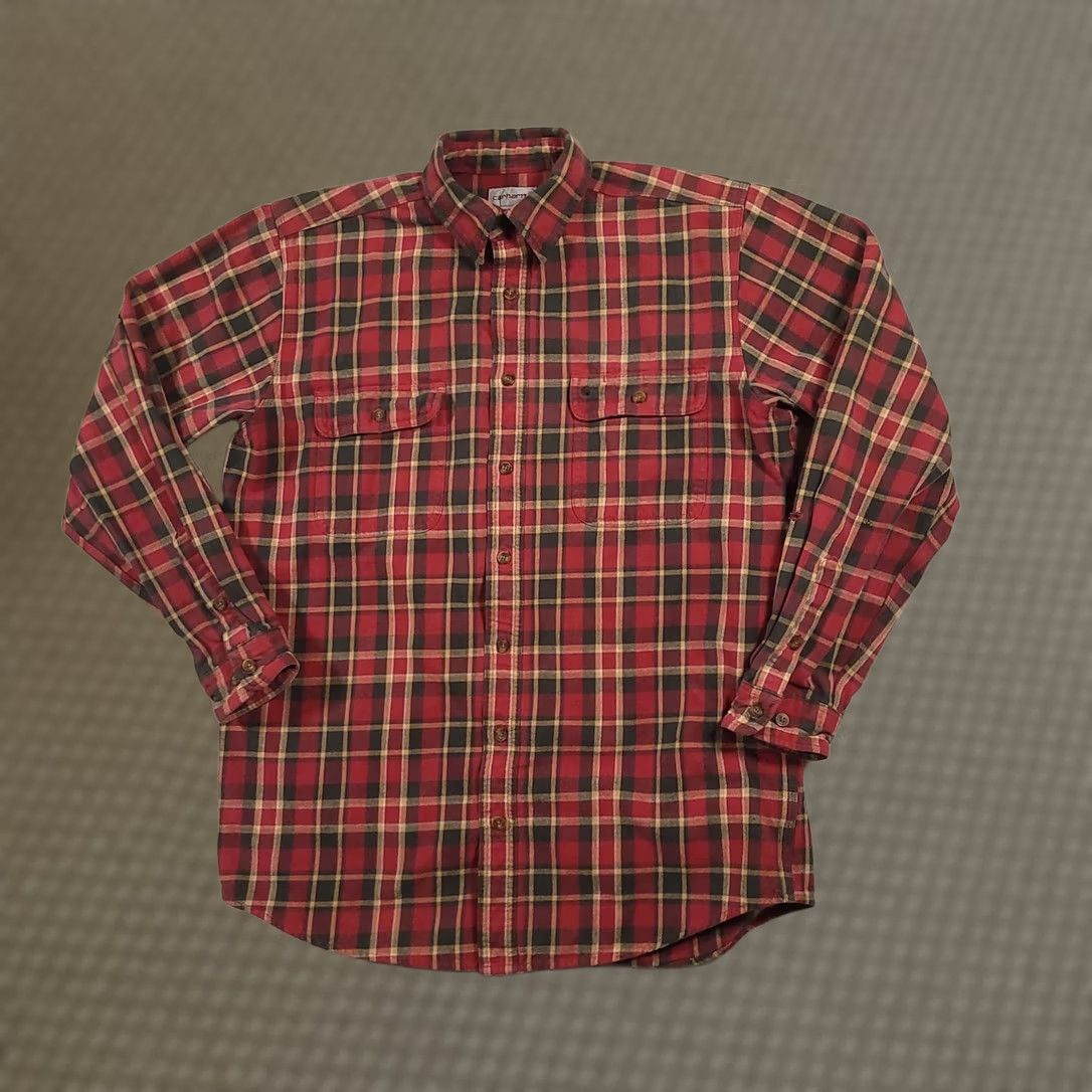 Carhartt VINTAGE Carhartt Shirt Mens LT Red Plaid Flannel Long Sleeve Button Front Size US L / EU 52-54 / 3 - 1 Thumbnail