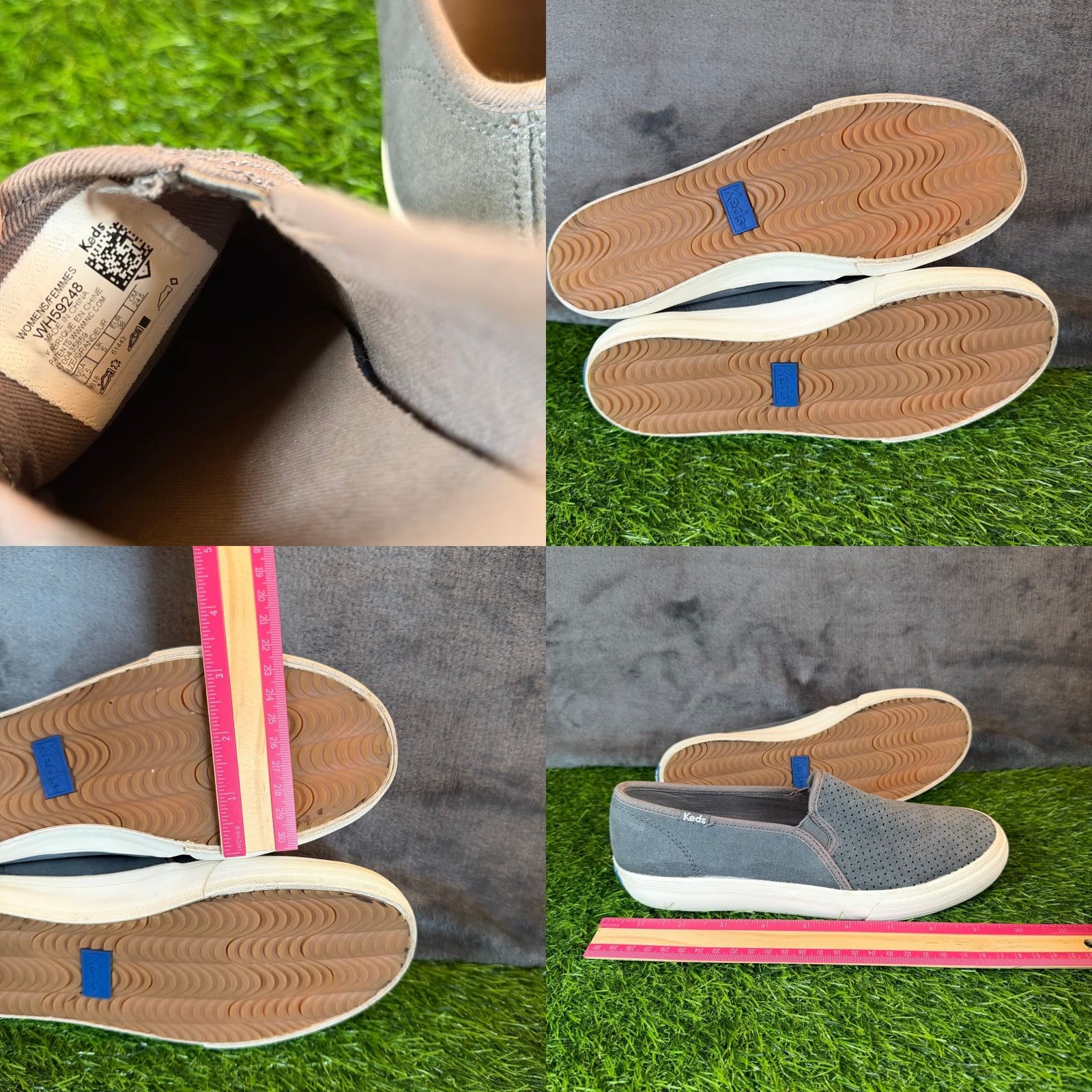 Keds Keds Double Decker Sneaker Slip On Grey Perforated Suede Womens 7.5 Shoes Casual Comfort Size US 5 / IT 35 - 8 Thumbnail