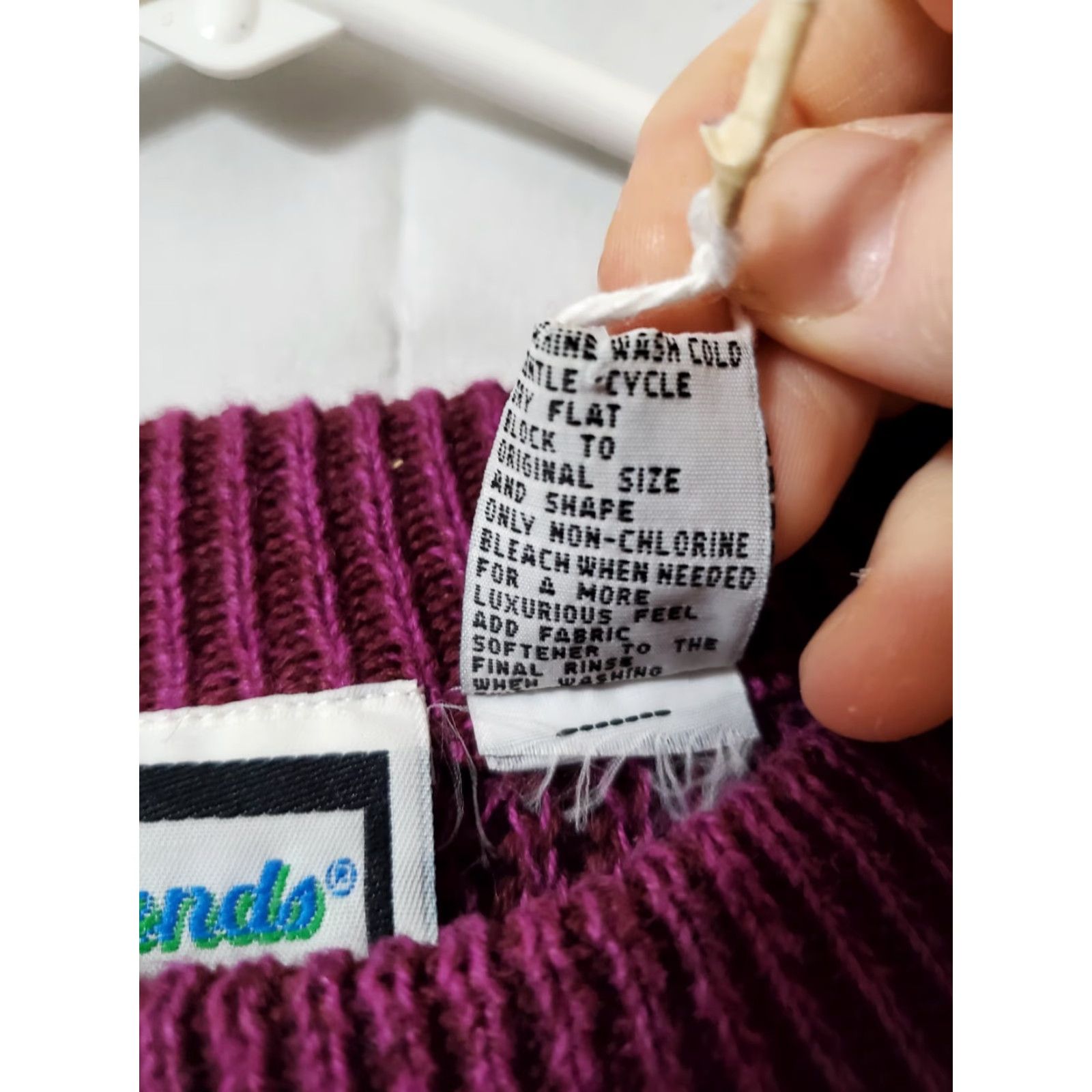 Vintage VINTAGE Weekends Sweater XL Purple Patchwork Crew Neck Knits, Cotton Blend, Ramie, Heavyweight, 80s Pullover, Women Size XL / US 12-14 / IT 48-50 - 4 Thumbnail