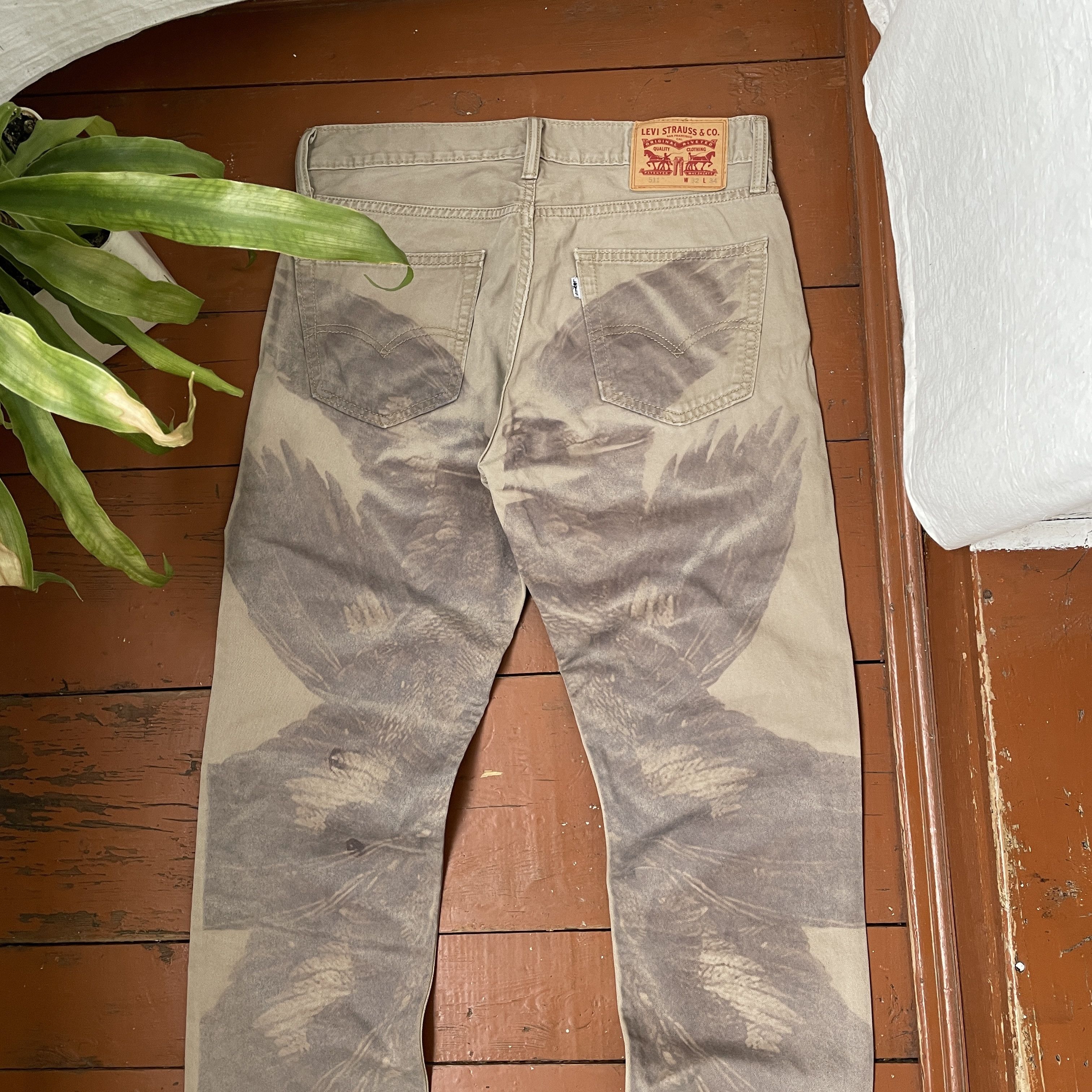 Levi's Wings Art Levi's Custom 1of1 pants Rare opium y2k faded Size US 33 - 7 Thumbnail