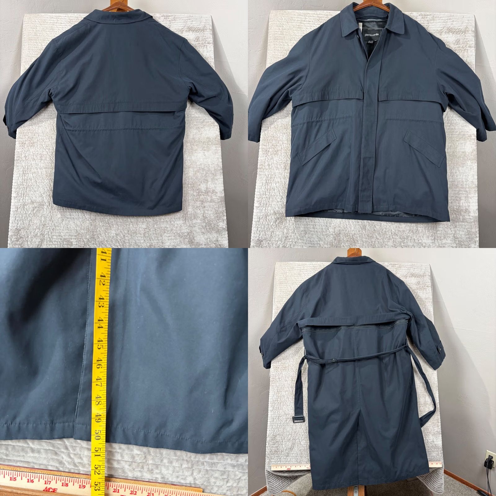 Pierre Cardin Pierre Cardin Trench Coat Coat Belted Long Raincoat 46R Mens Dark Gray Black Satin Polyester Buckle Button Zip Quilted Size US S / EU 44-46 / 1 - 8 Thumbnail