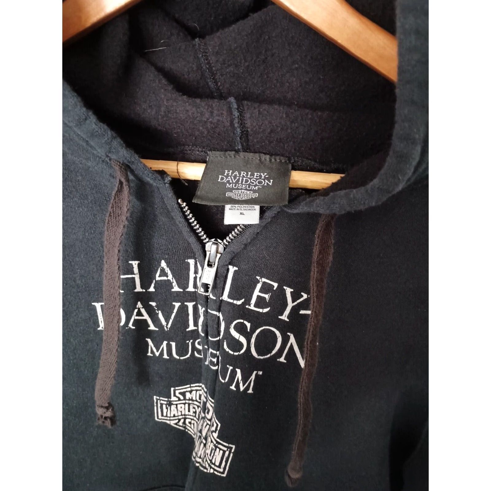 Harley Davidson VINTAGE Harley-Davidson Museum Hoodie Zip Up Ladies XL Black Womens Hoodie Full Zip Motorcycle Biker American 90s? Size XL / US 12-14 / IT 48-50 - 2 Thumbnail