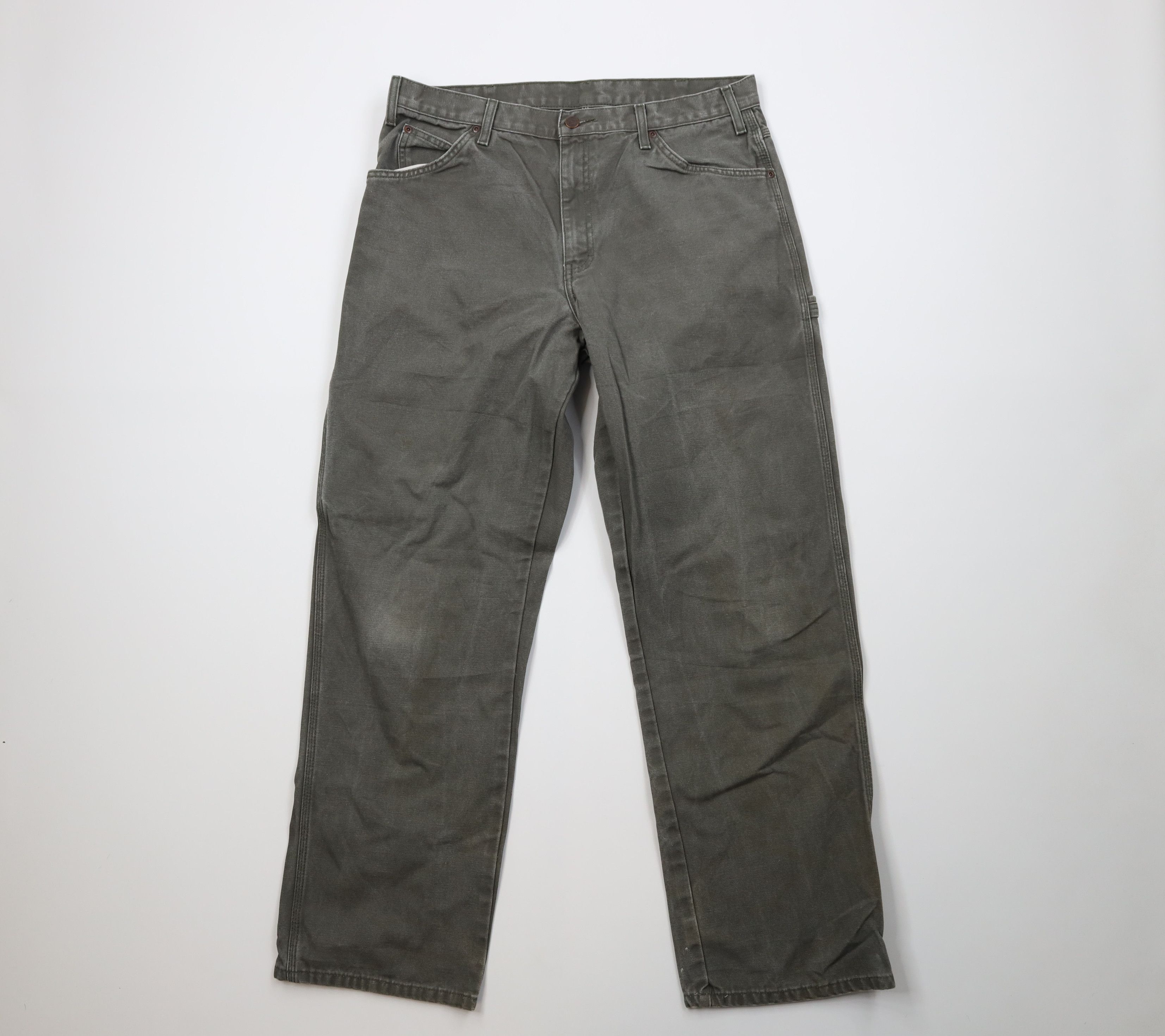Dickies Vintage Y2K Dickies Canvas Wide Leg Dungaree Pants Green Size US 36 / EU 52 - 1 Thumbnail