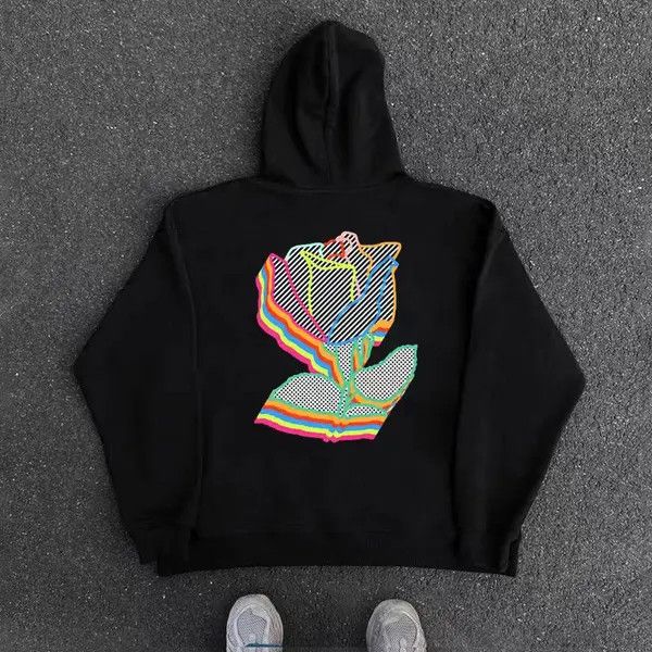VIBE Vintage Street Hip Hop Pixel Flower Print Hooded Sweatshirt Size US L / EU 52-54 / 3 - 7 Thumbnail