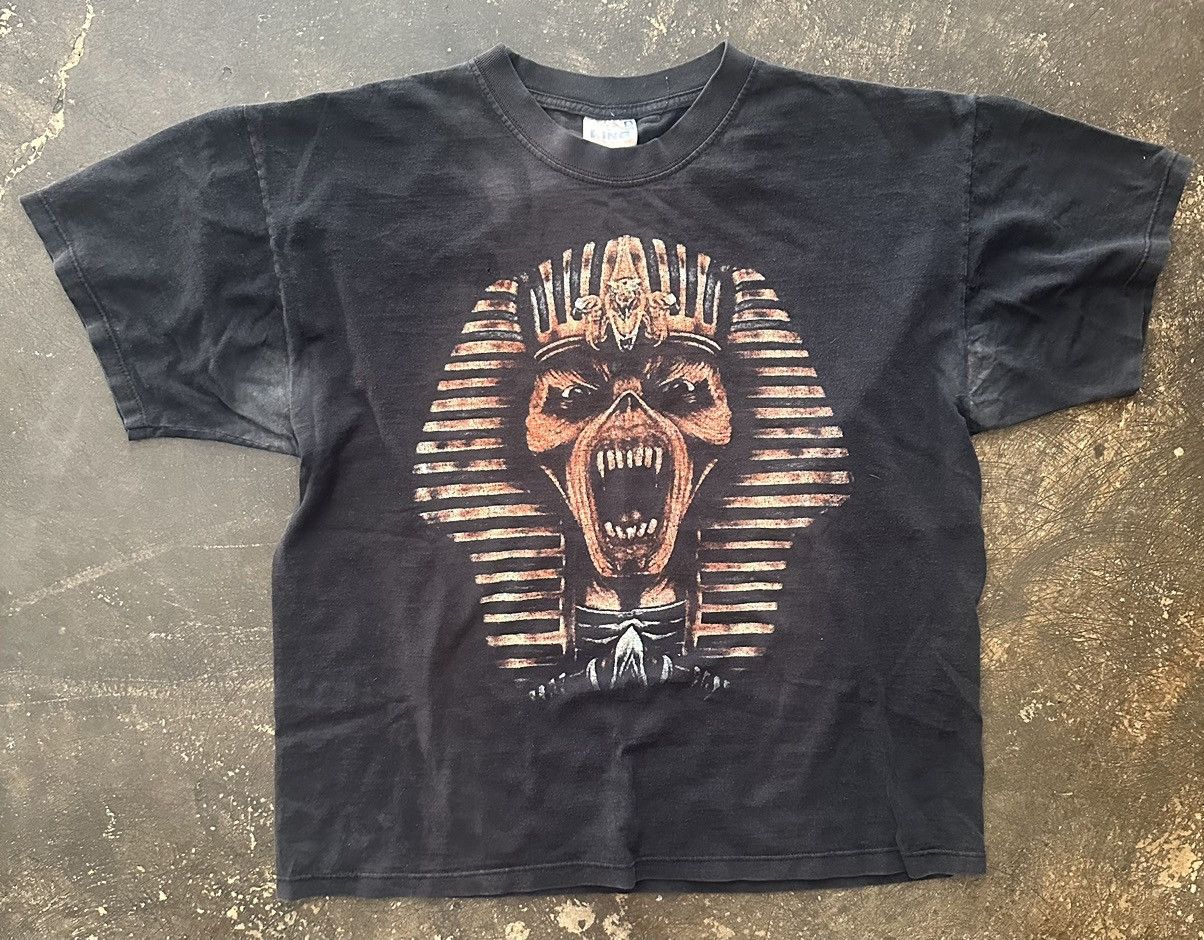 Band Tees × Iron Maiden × Vintage Vintage 90s Iron Maiden Eddie Pharaoh Tee Size US L / EU 52-54 / 3 - 1 Thumbnail
