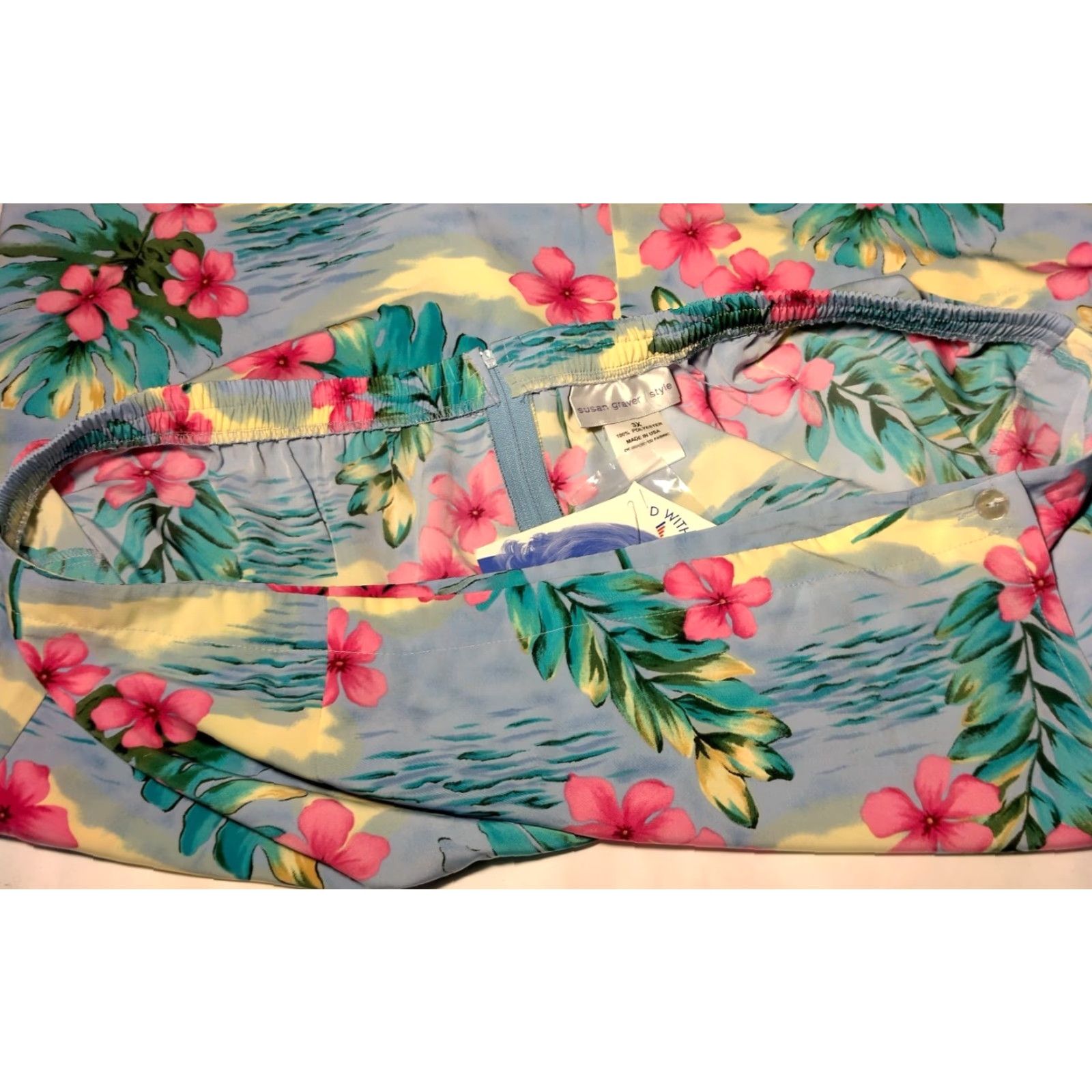 Vintage Susan Graver Style Skirt Plus Size 3X Knee Length Tropical Floral Beach Wrap Size 40" / US 18 - 4 Thumbnail