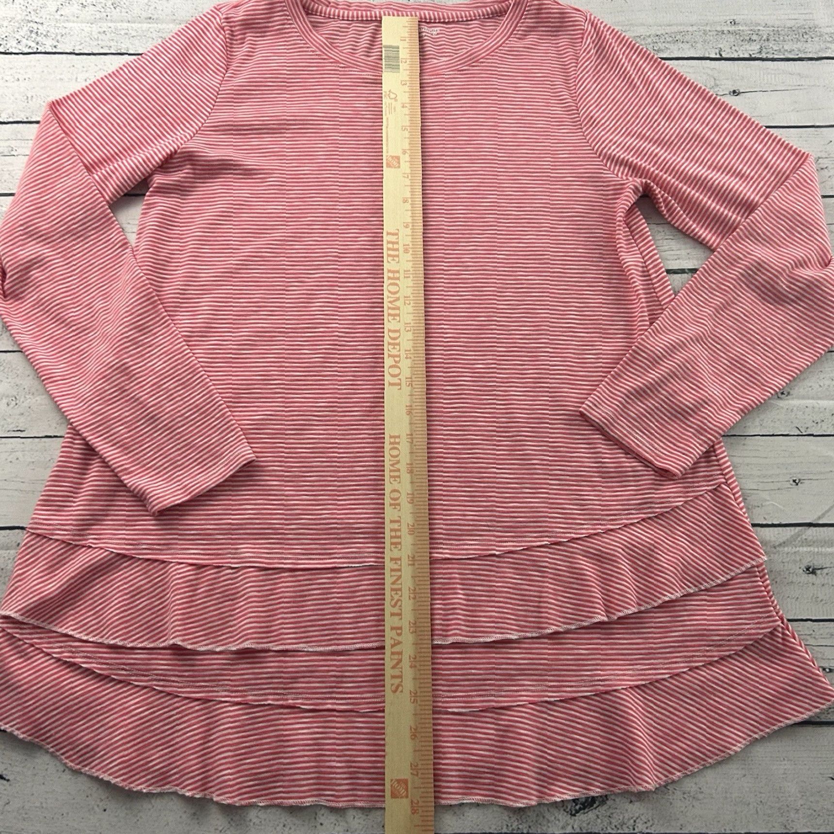 Soft Surroundings Soft Surroundings Striped Long Sleeve Blouse Ruffle Pink Women's M Shirt Limited Pink Striped Blouse Womens M Size M / US 6-8 / IT 42-44 - 3 Thumbnail