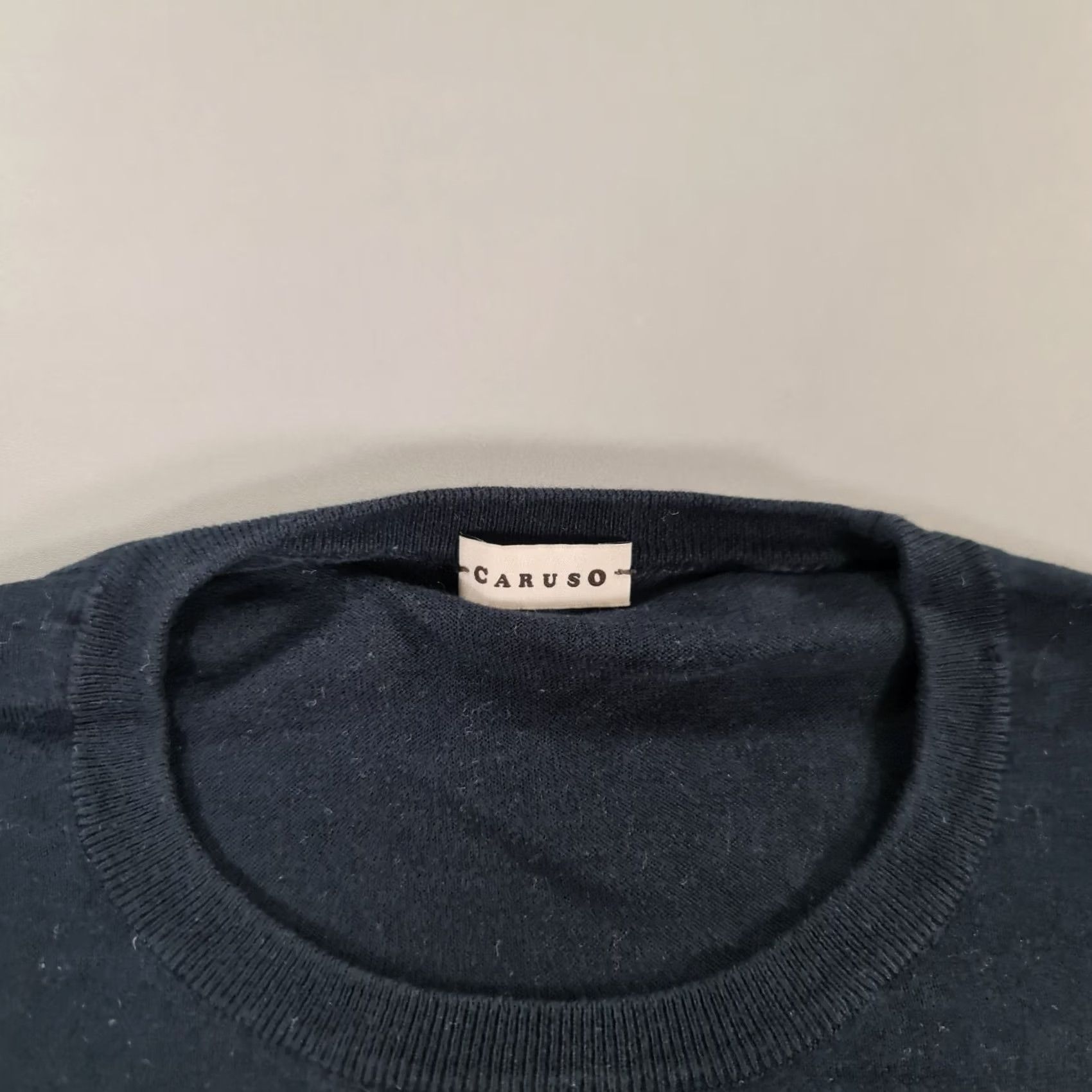 Caruso Caruso Mens Jumper Navy Blue Large 42 Fine Knit Cotton Pullover Size US L / EU 52-54 / 3 - 3 Thumbnail