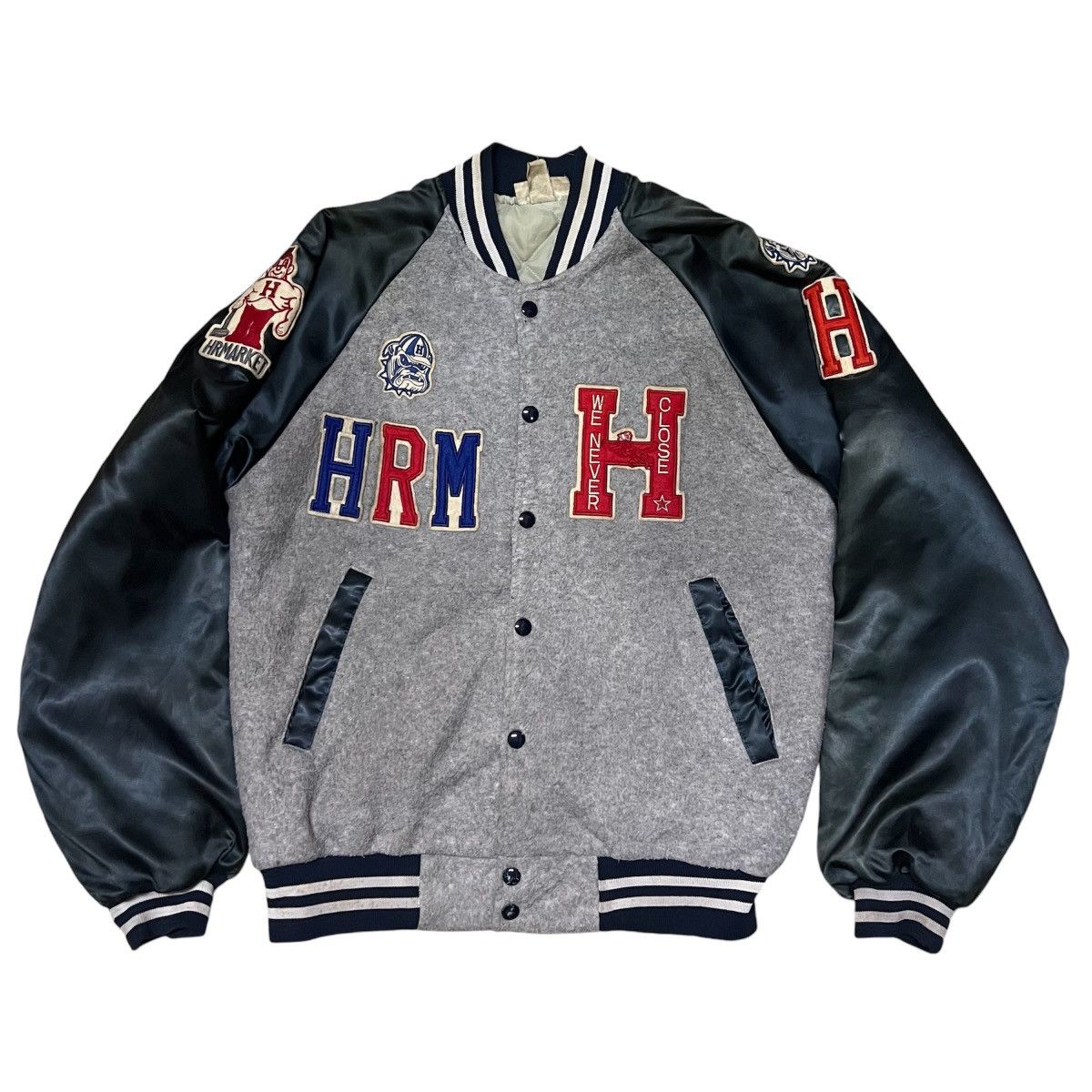 Japanese Brand Vintage HR Market Distressed Varsity Jacket Size US S / EU 44-46 / 1 - 1 Thumbnail