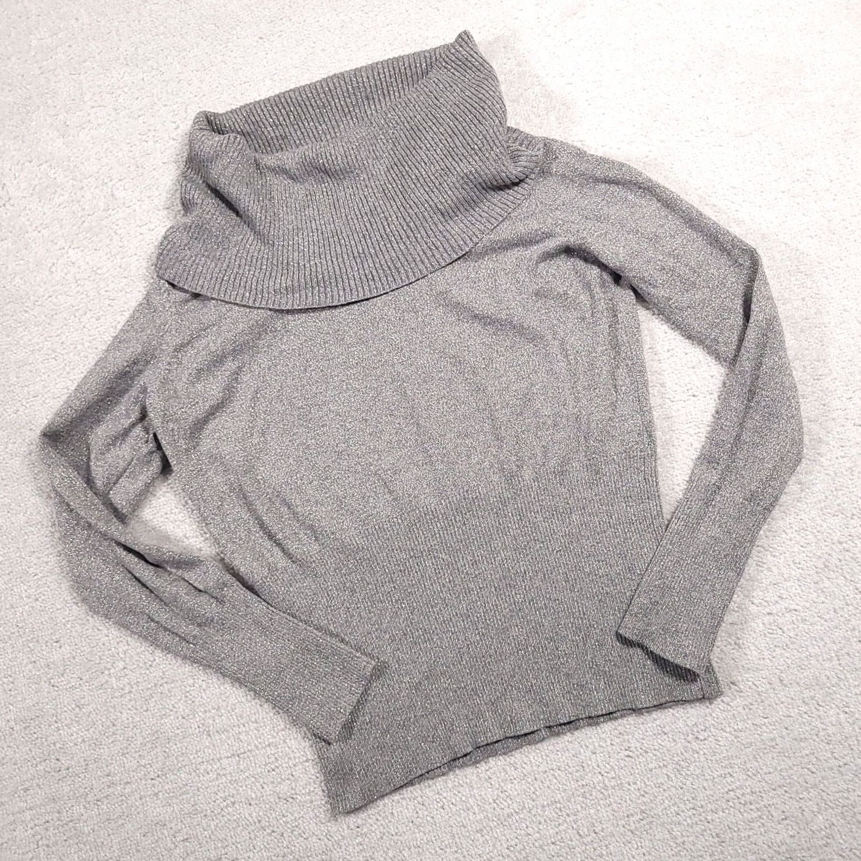 Apt. 9 Apt. 9 Sweater Medium Gray Turtle Neck Long Sleeve Fitted Waist Glitter Women's Size M / US 6-8 / IT 42-44 - 2 Thumbnail