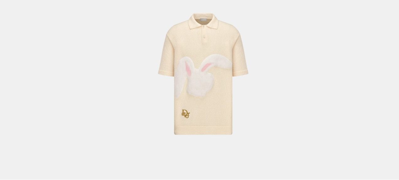 image of Dior x Erl O1W1Db10424 Polo Shirt In Beige, Men's (Size Large)
