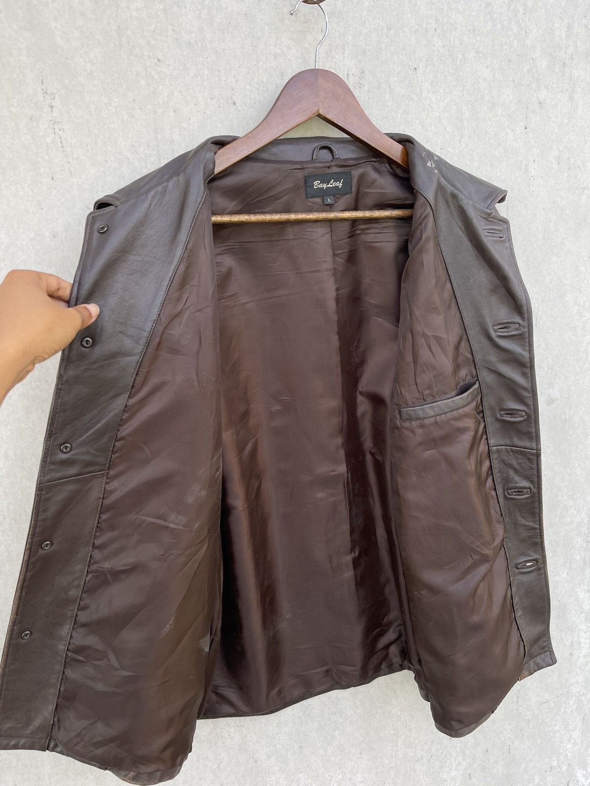 Japanese Brand Vintage Bay Leaf Sheepskin Leather Coat/Jacket Size US L / EU 52-54 / 3 - 9 Thumbnail