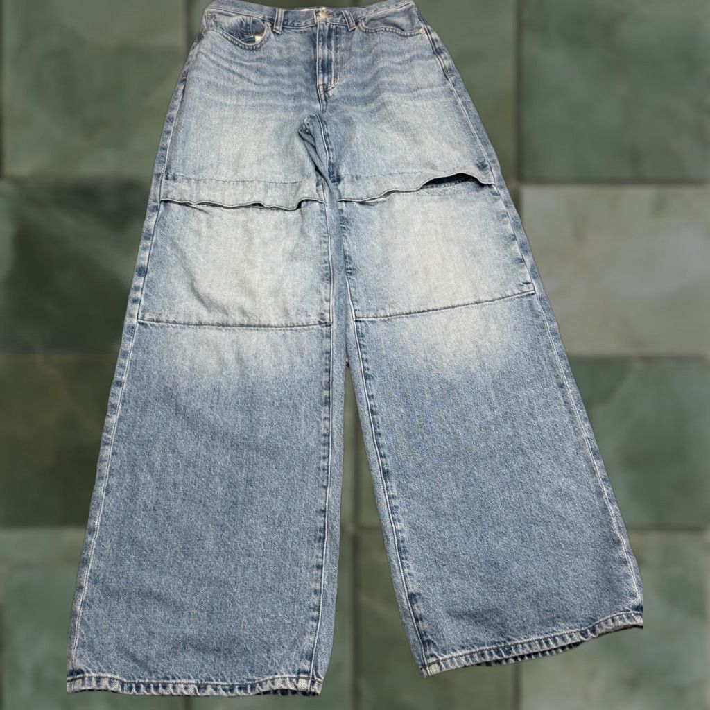 Madewell Madewell Jeans Superwide Leg Larkins Wash 100% Cotton Blue Size 26 Size 26" / US 2 / IT 38 - 1 Thumbnail