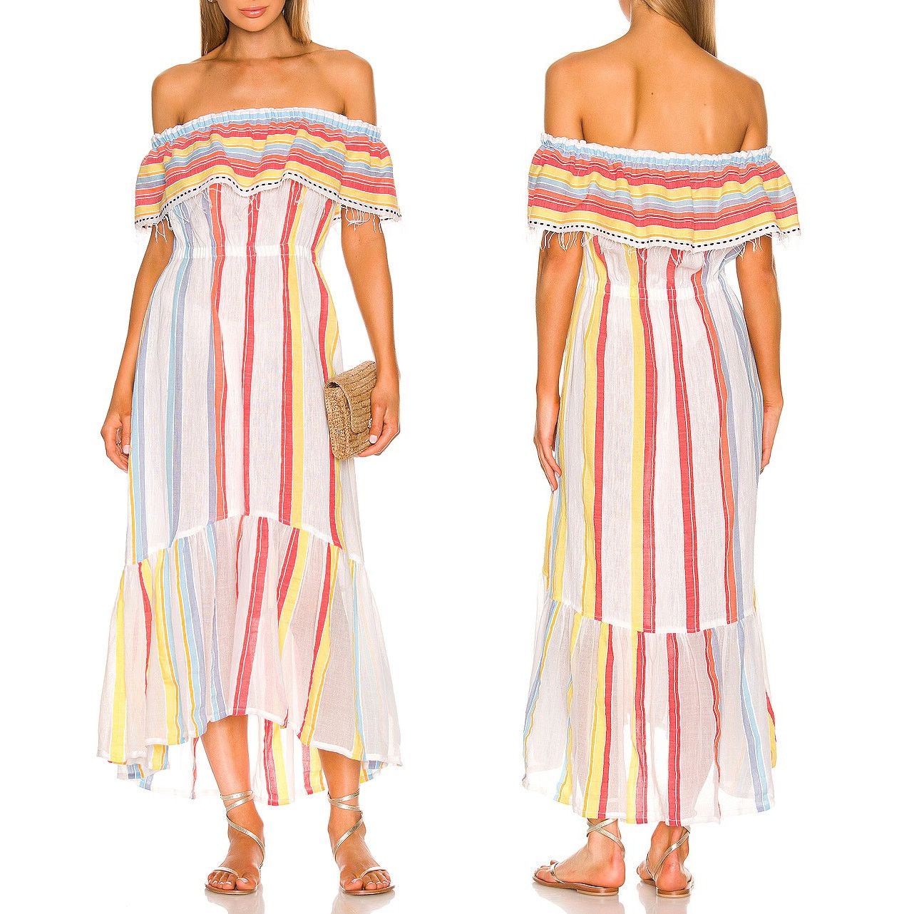 lemlem Lemlem Mokati Beach Dress Stripes Lemon Zest Size L / US 10 / IT 46 - 1 Thumbnail