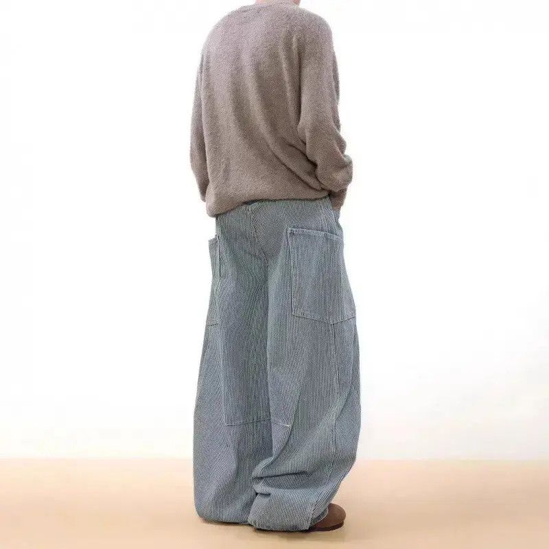 Japanese Brand Retro straight striped wide leg jeans Size US 32 / EU 48 - 3 Thumbnail