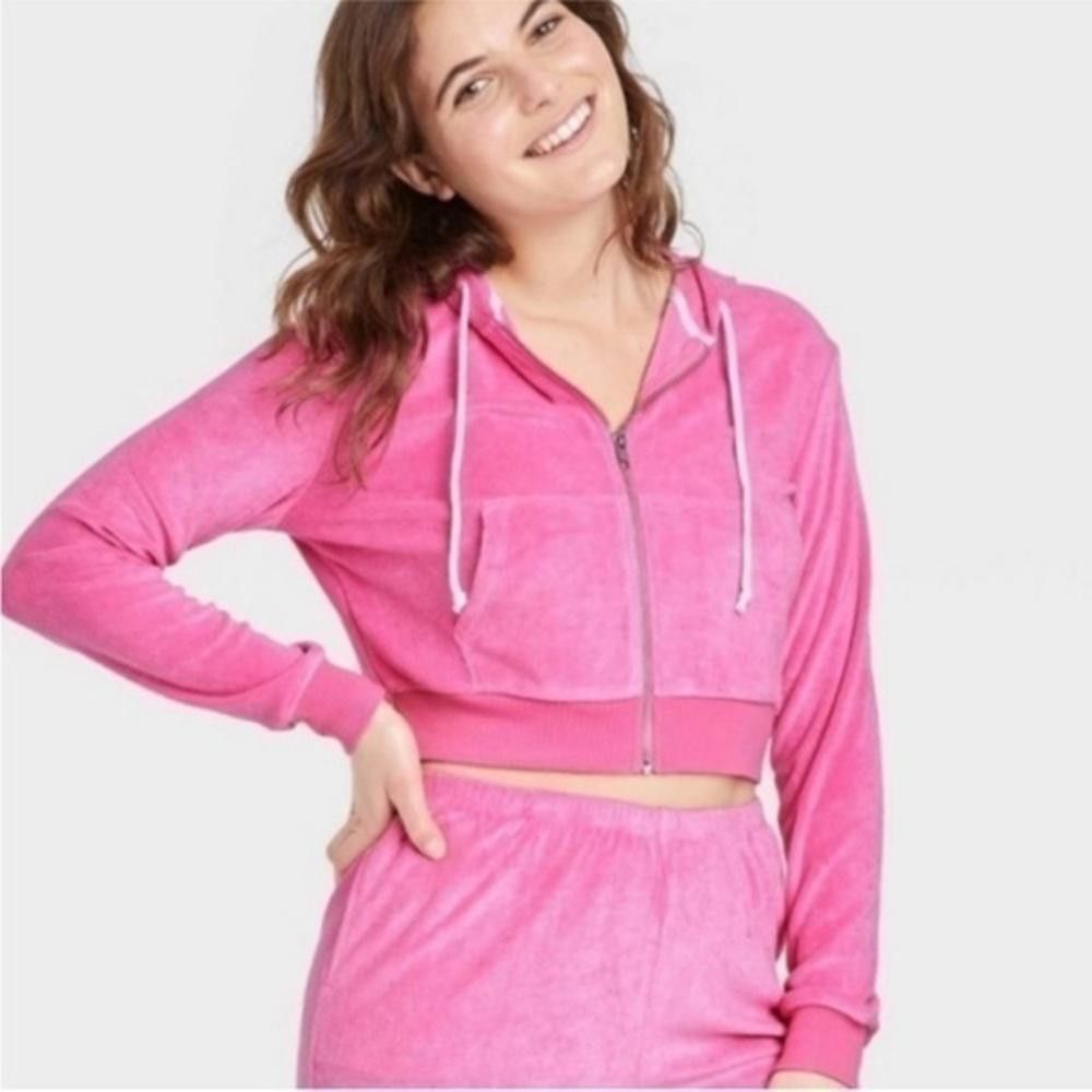 Designer Colsie Terry hooded Zip Up Sweatshirt Size XS / US 0-2 / IT 36-38 - 1 Thumbnail