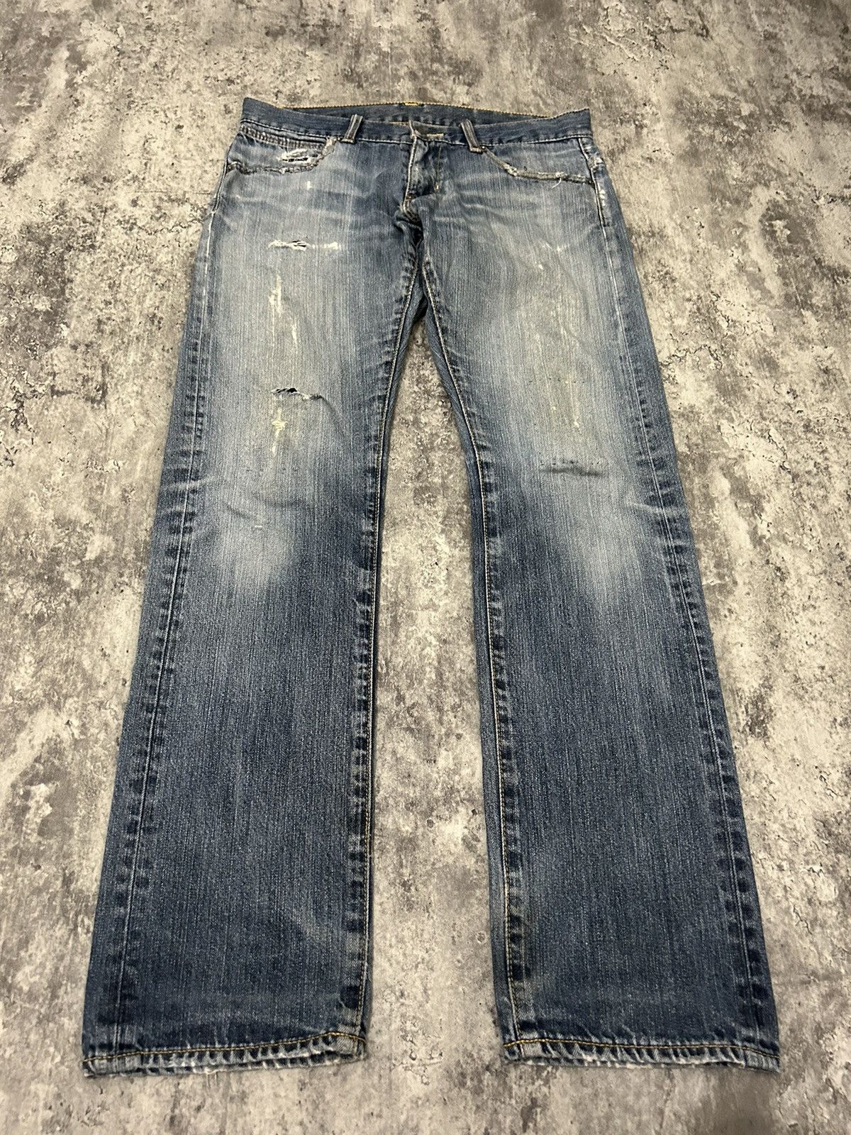 Beams Plus × Japanese Brand Beams Japan Faded Wash Distressed Jeans Size US 31 - 4 Thumbnail