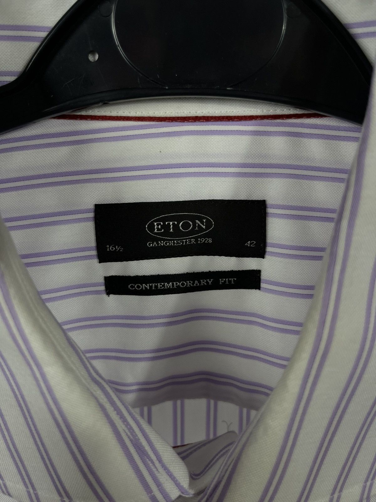 Eton Eton Contemporary Fit Striped Shirt 16.5 42 Purple White Size US L / EU 52-54 / 3 - 3 Thumbnail