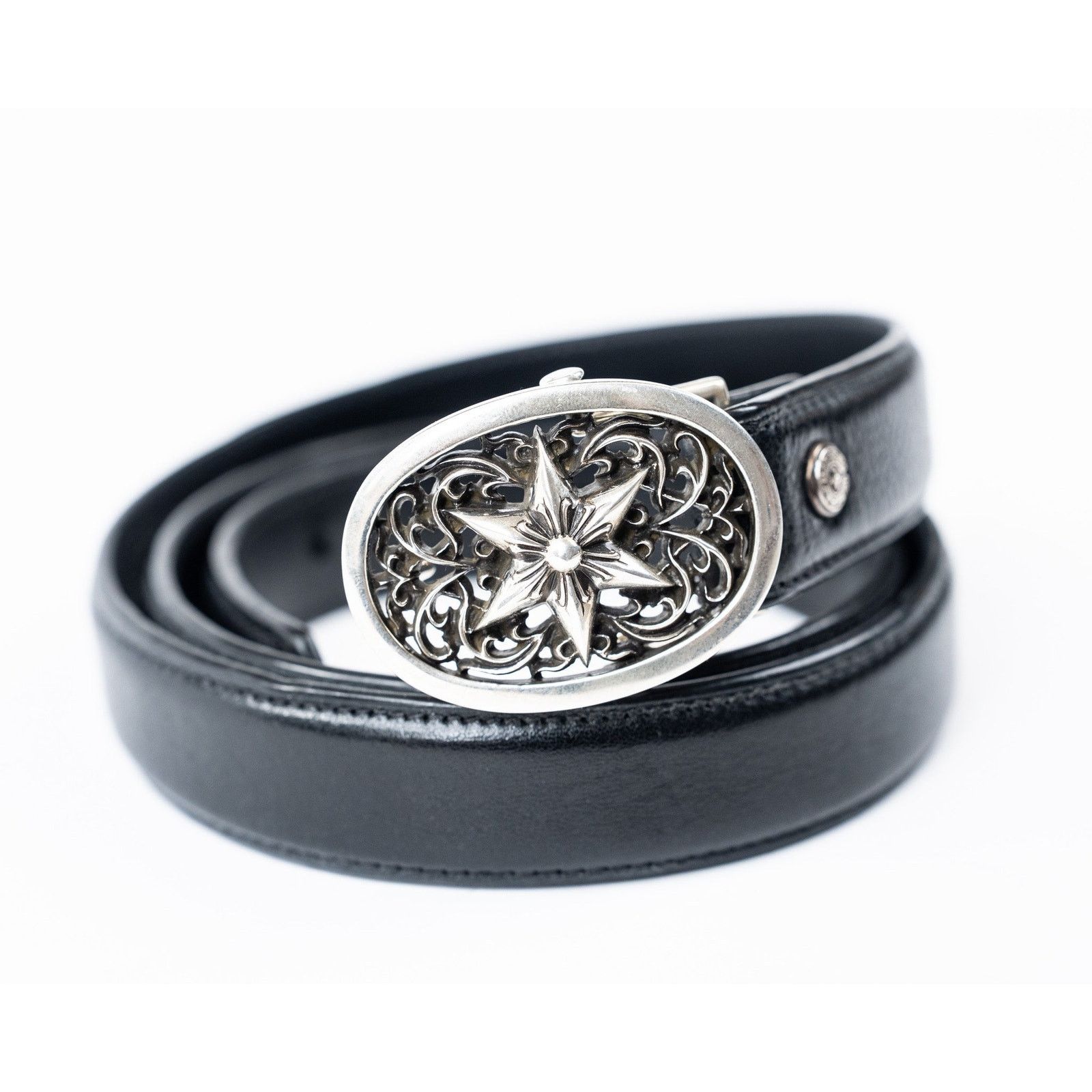 Chrome Hearts Black Thin Soft Leather Strap Size 34 - 3 Thumbnail
