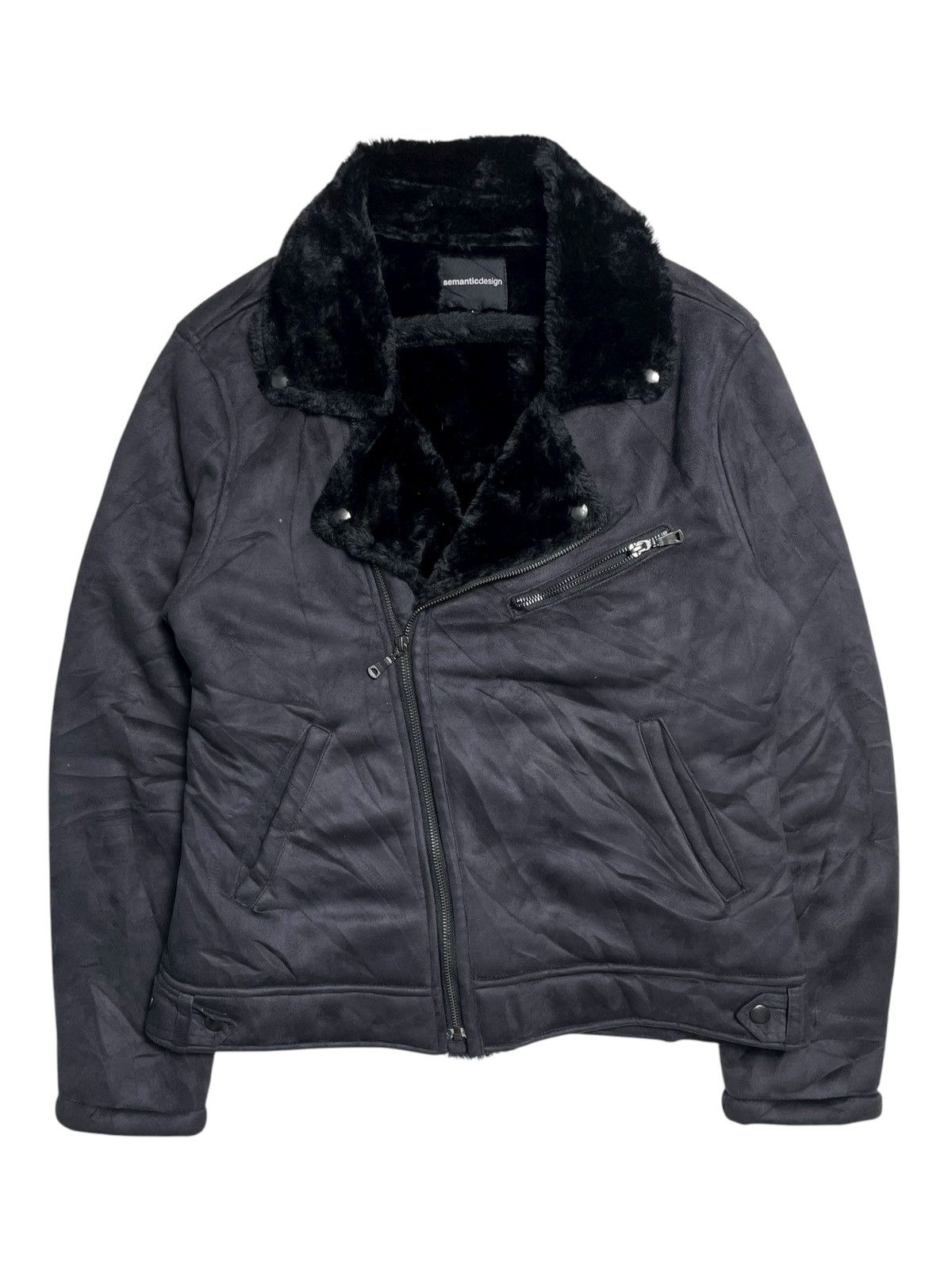 If Six Was Nine 2000’s Semantic Design - Asymmetrical Bikers Velvet Jacket Size US M / EU 48-50 / 2 - 1 Thumbnail