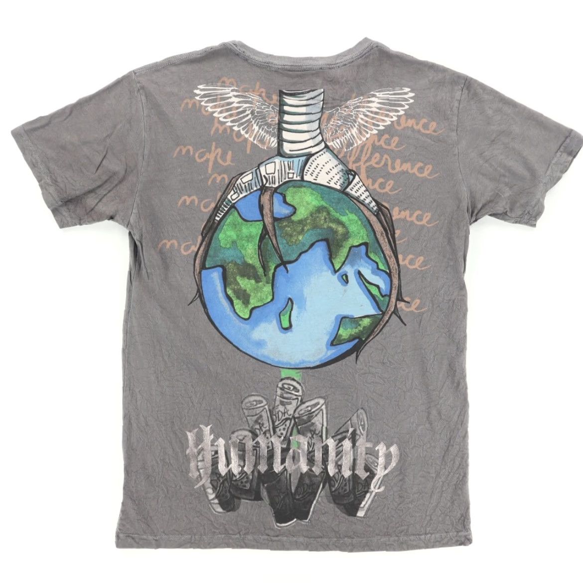 Vintage Humanity Recycle All Over Print T-Shirt Gray Men's L Shirt Crew Neck Short Sleeve Regular Fit T-Shirt, Gray, Men Size US L / EU 52-54 / 3 - 4 Thumbnail