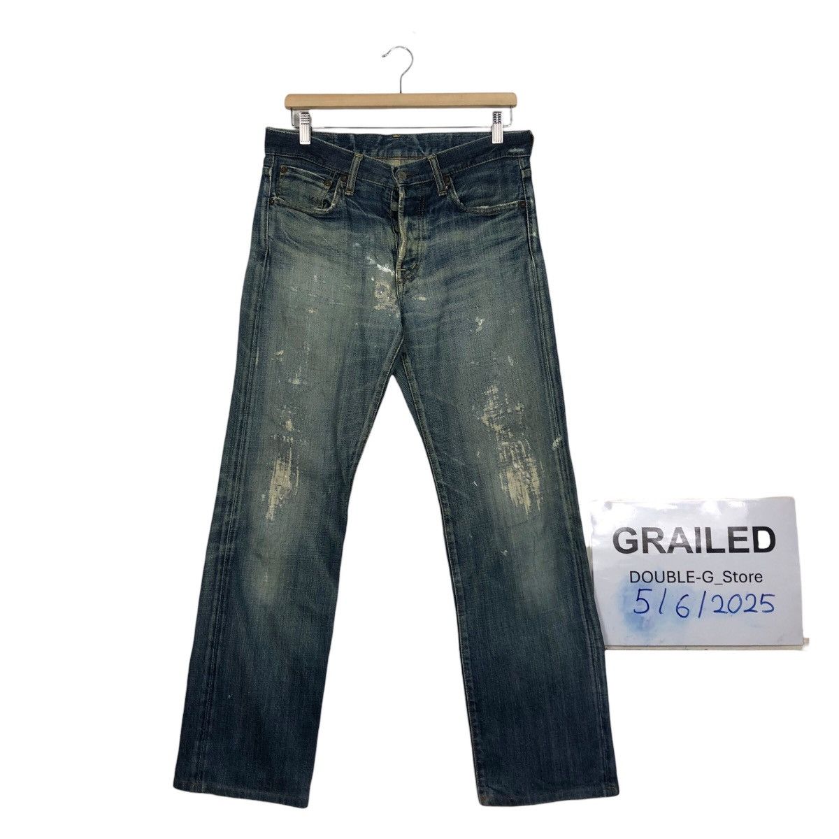 OMNIGOD Omnigod Japanese Selvedge Distressed Faded Indigo Denim Rare Size US 32 / EU 48 - 1 Thumbnail