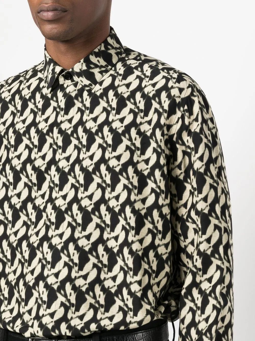 Saint Laurent Paris o1y0325 Patterned Shirt in Black/White Size US M / EU 48-50 / 2 - 2 Thumbnail