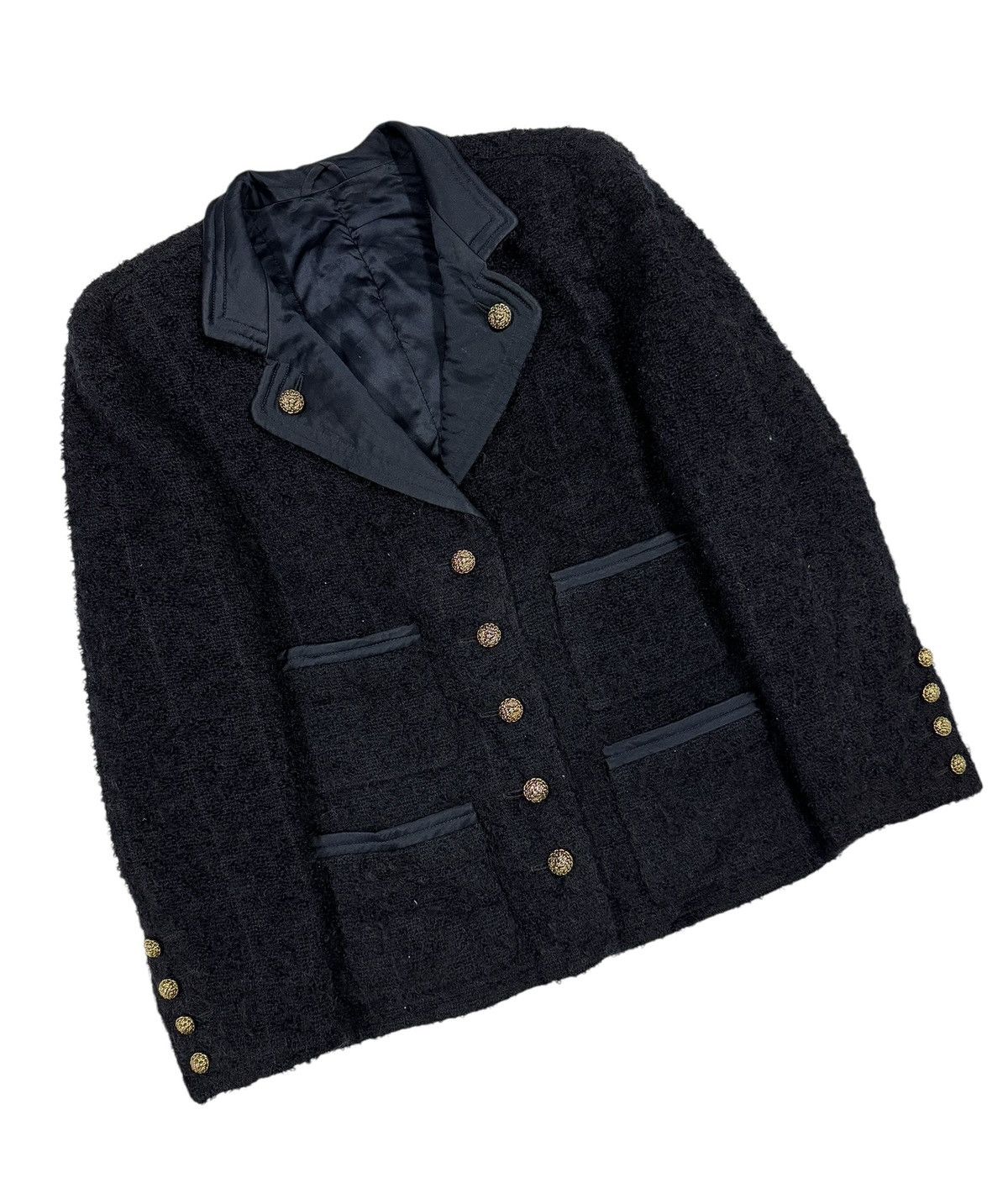 Vintage Vtg🔥Tweed Women Coat Jacket Hardware Gold Button Size S / US 4 / IT 40 - 6 Thumbnail