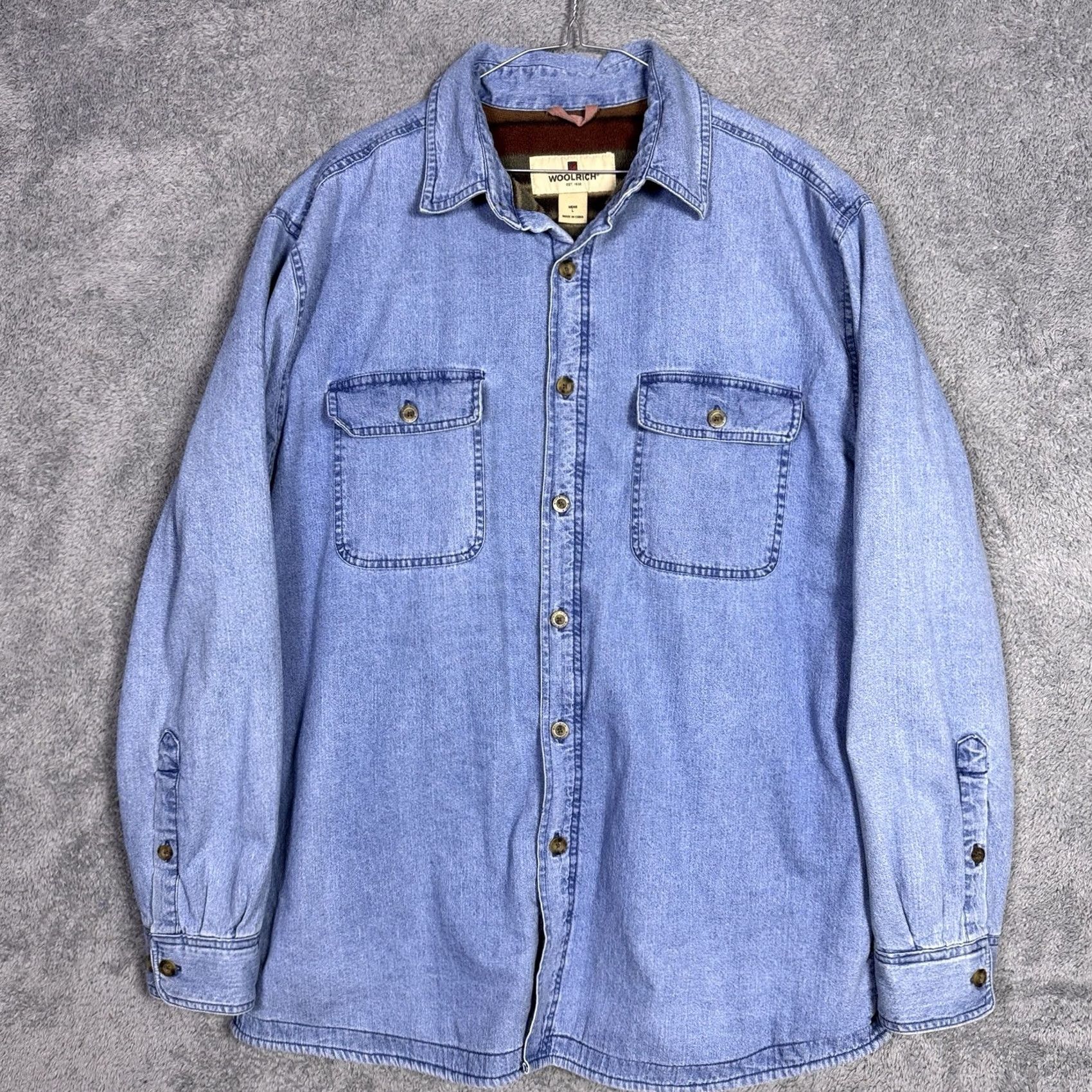 Vintage Woolrich Denim Jacket Mens L Shirt Shacket Flannel Lined Chore Field Barn 22580 Size US L / EU 52-54 / 3 - 5 Thumbnail