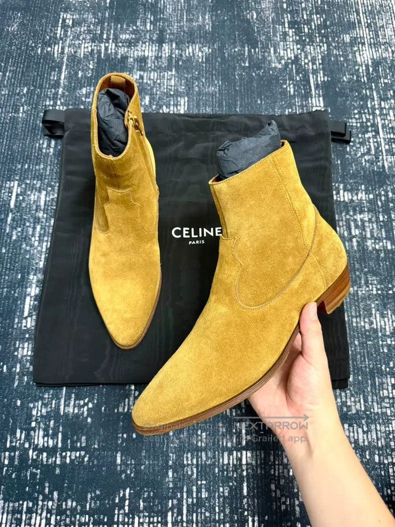 Celine CELINE Brown Suede Pointed Chelsea Boots Size US 8.5 / IT 38.5 - 2 Thumbnail