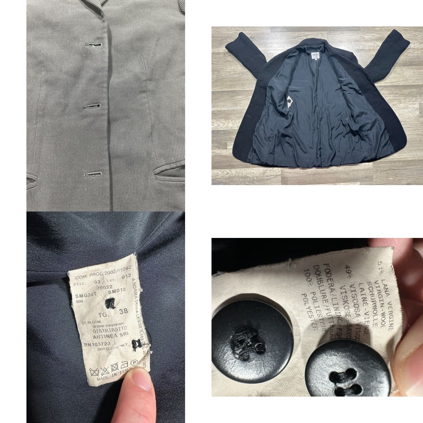 Armani Armani Collezioni Blazer Women Long Sleeve 2 Black V-Neck 3 Button Wool Blend Blazer Size XS / US 0-2 / IT 36-38 - 8 Thumbnail