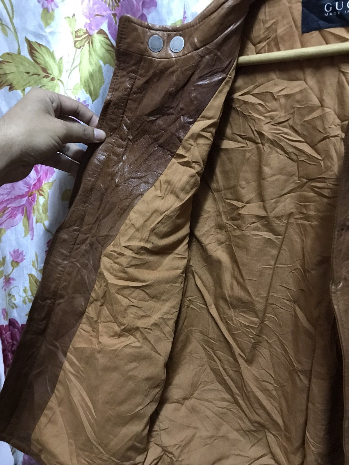 Gucci Authentic Gucci Brown Leather knittes Slevee Long Jacket Size US M / EU 48-50 / 2 - 10 Thumbnail