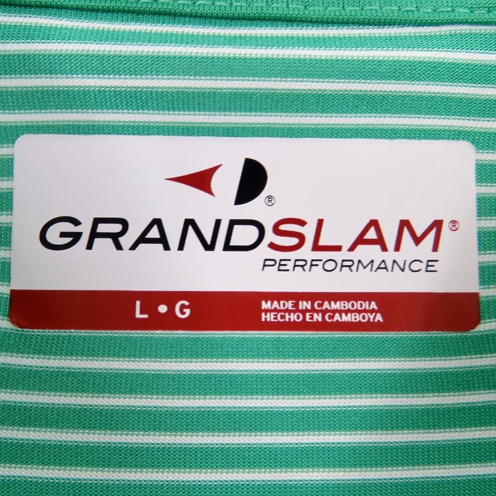 Grand Slam Grand Slam Green & White Striped Golf Polo Large Dri-Flow Size US L / EU 52-54 / 3 - 5 Thumbnail