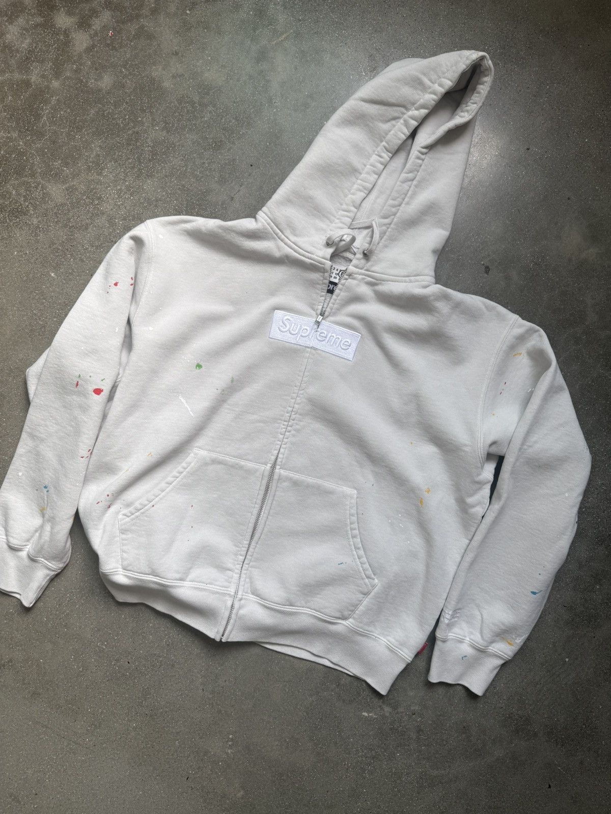 Maison Margiela × Supreme Supreme x Margiella Zip-Up Paint Splatter Box Logo Hoodie Size US M / EU 48-50 / 2 - 1 Thumbnail