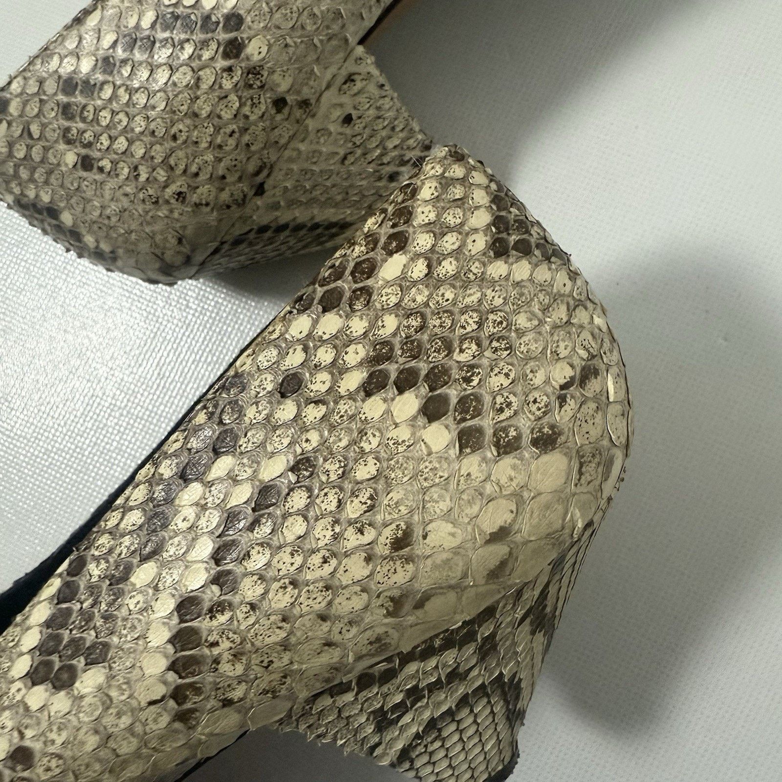 Other Gianmarco Lorenzi Python Leather Heels Italy Beige Black Size US 8.5 / IT 38.5 - 6 Thumbnail
