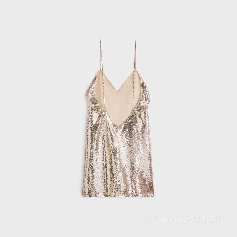 Celine o1bcso1str0526 2R92J956F Embroidered Mini Dress in Oatmeal Size M / US 6-8 / IT 42-44 - 2 Thumbnail